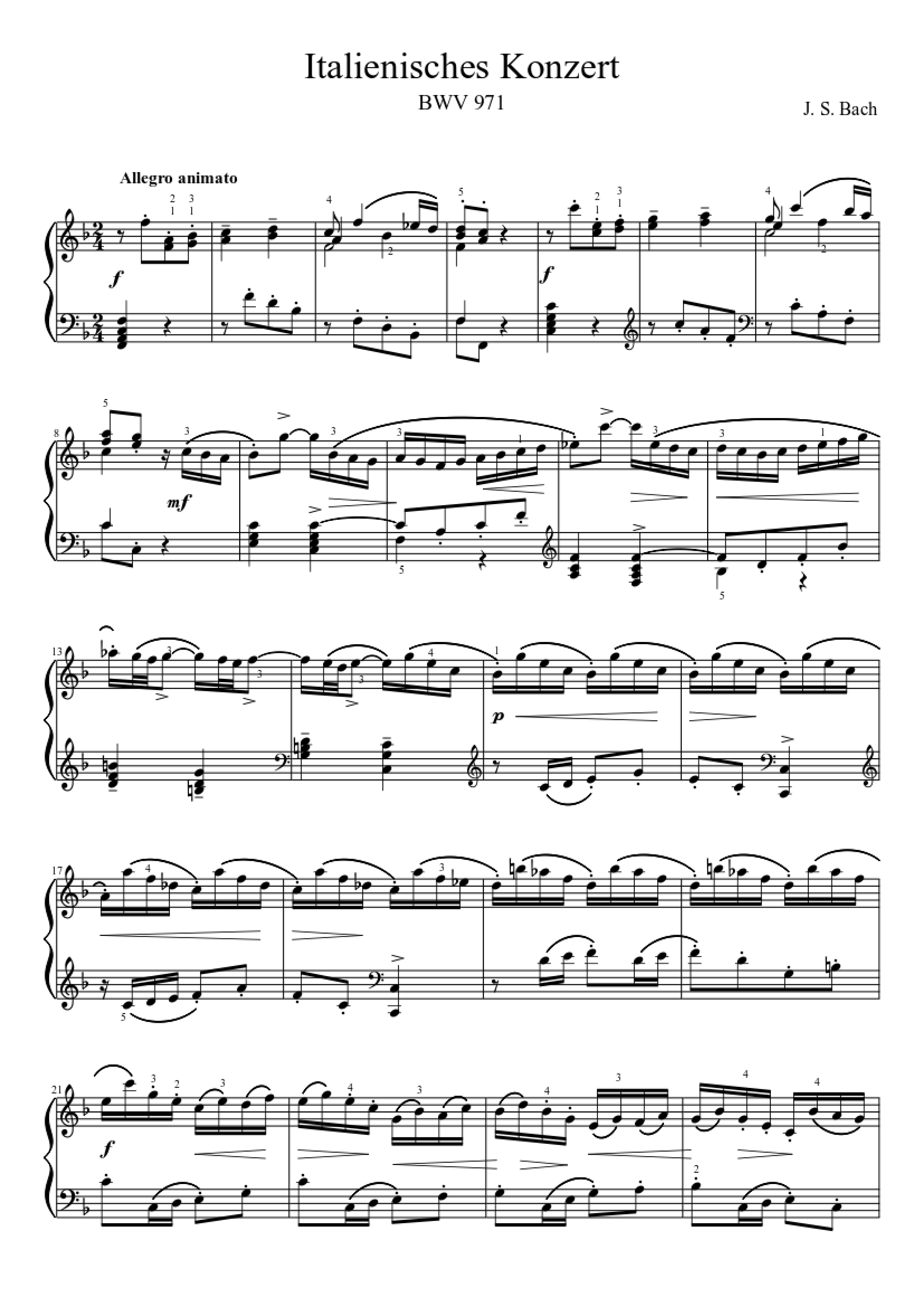 Page 1 of Sheet music PDF Piano Italienisches Konzert Piano - Jose Duran