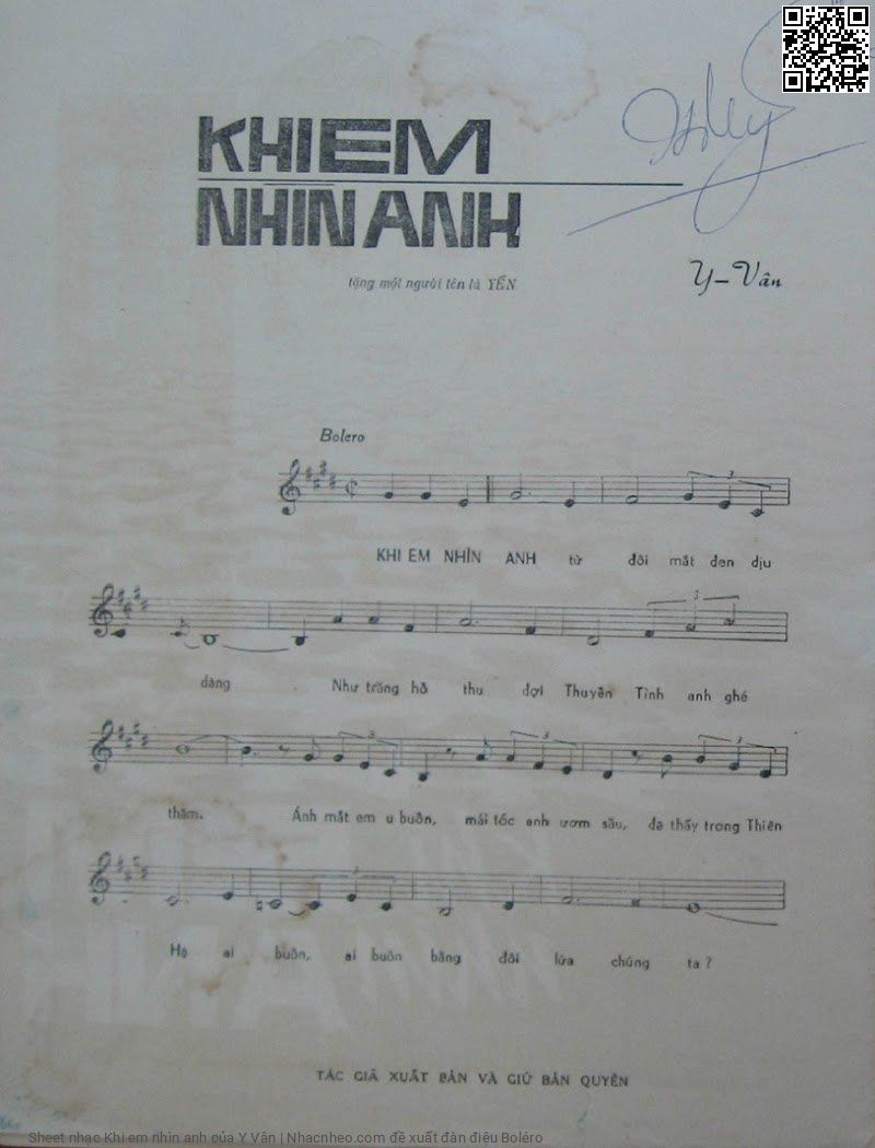 Page 2 of Sheet music PDF Khi em nhìn anh - Y Vân