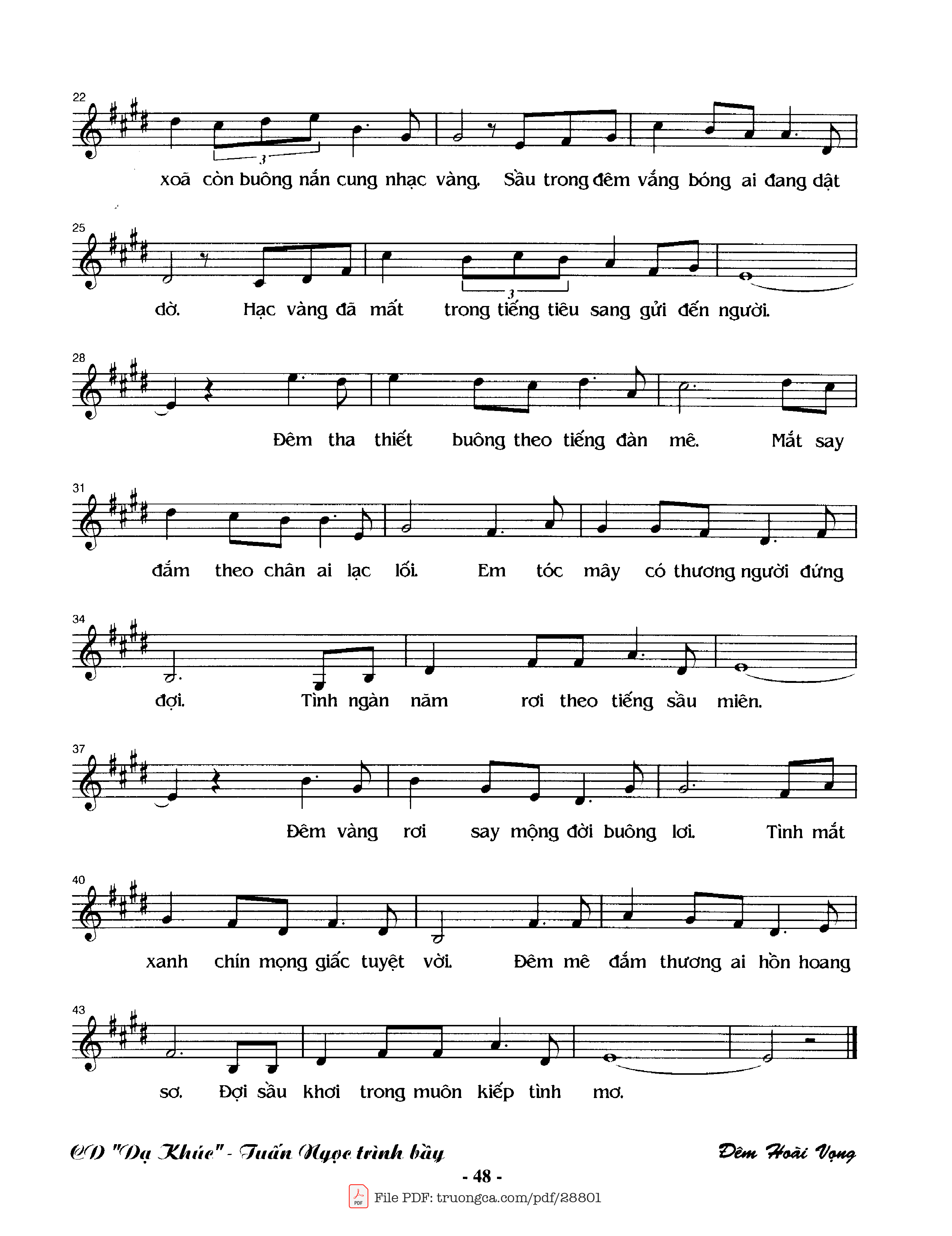 Page 2 of Sheet music PDF Đêm hoài vọng - Nguyễn Đình Phùng