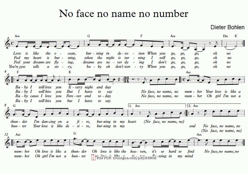 No Face No Name No Number