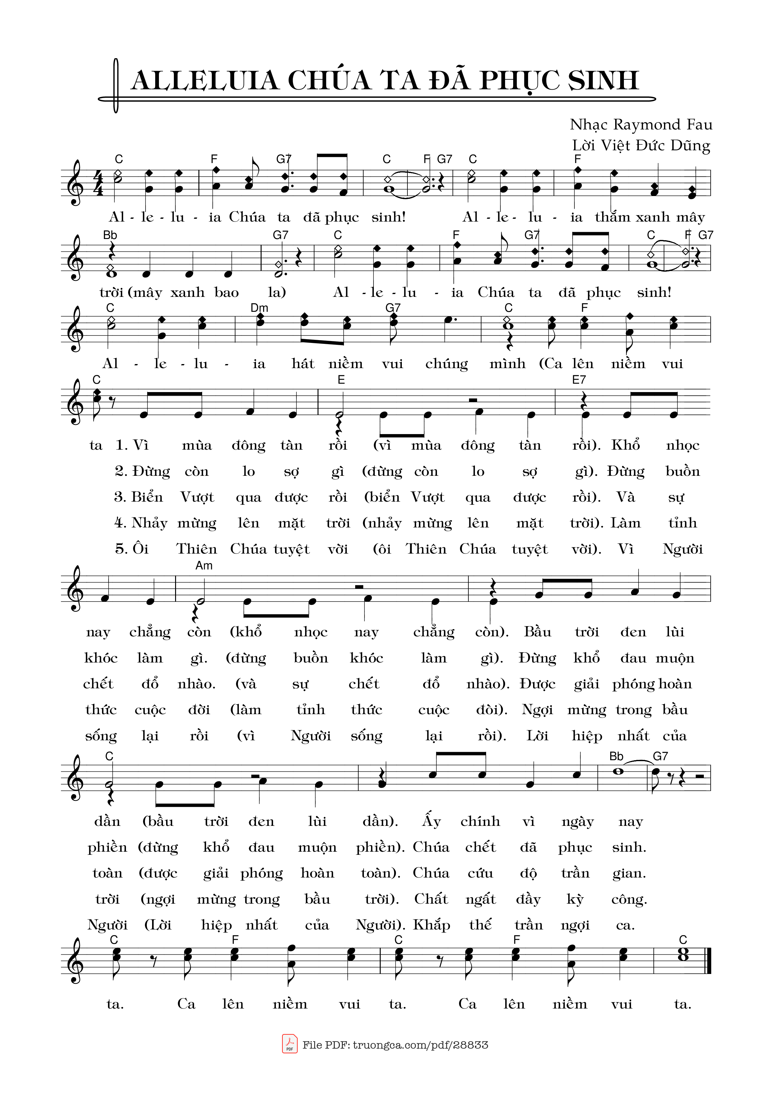Sheet PDF of Alleluia! Chúa ta đã phục sinh (Alleluia! Le Christ est vivant)
