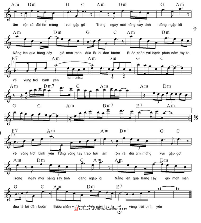 Page 2 of Sheet music PDF Vùng Trời Bình Yên - Chưa Chọn