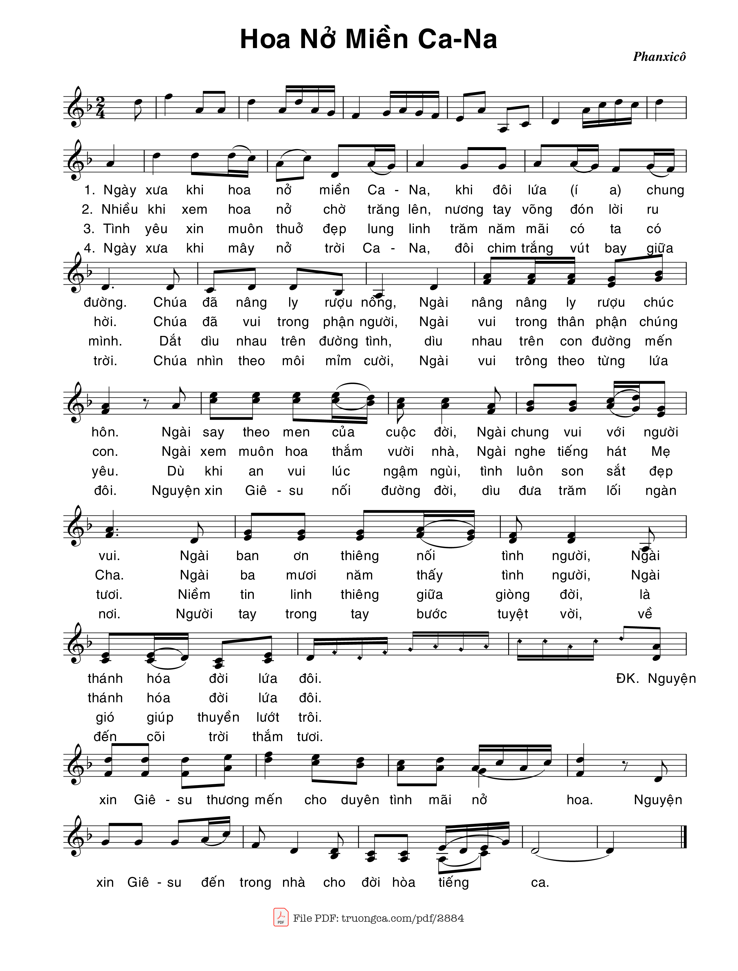Page 2 of Sheet music PDF Khi hoa nở miền Cana - Phanxicô