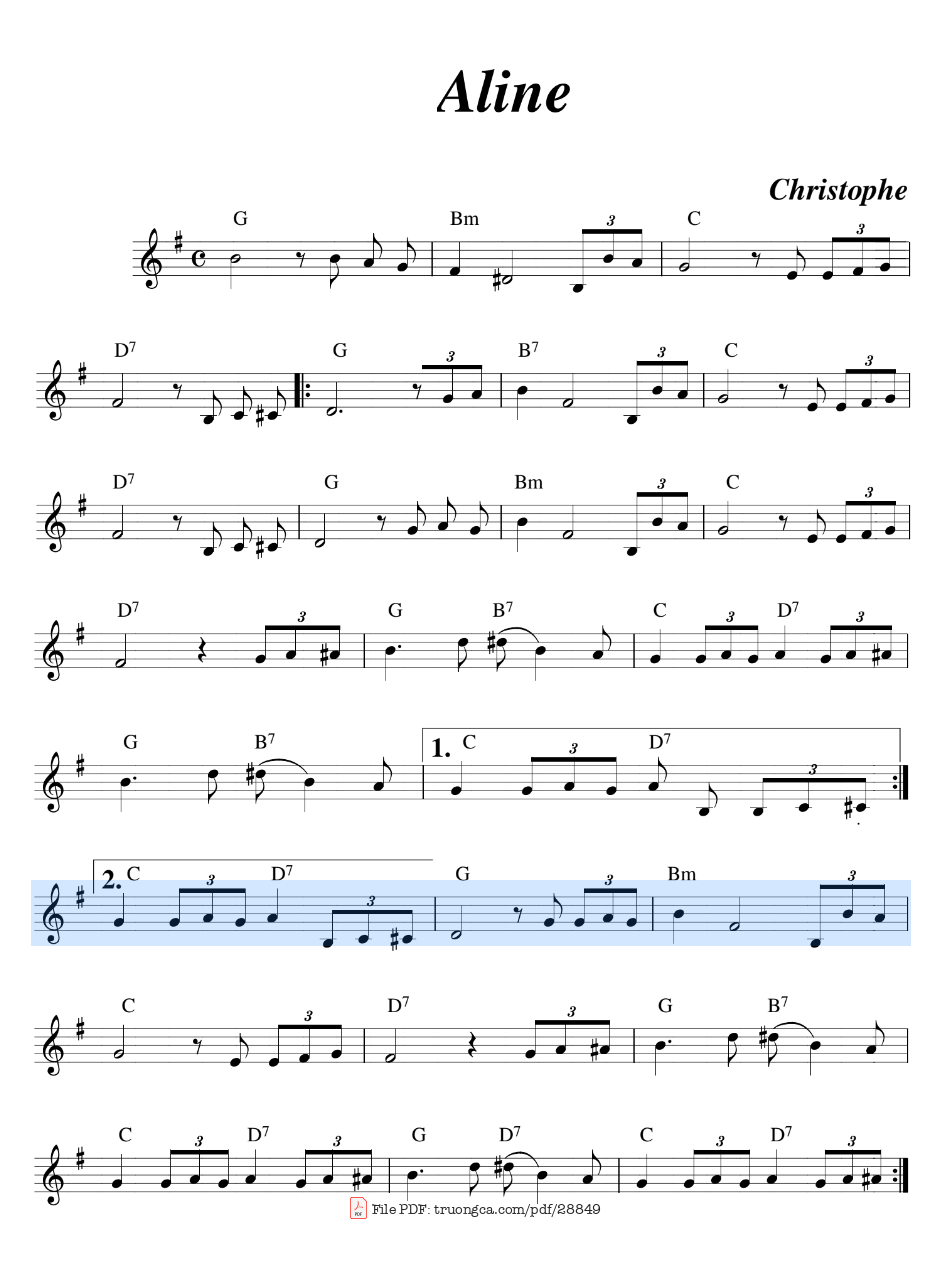 Sheet PDF of Aline - Christophe