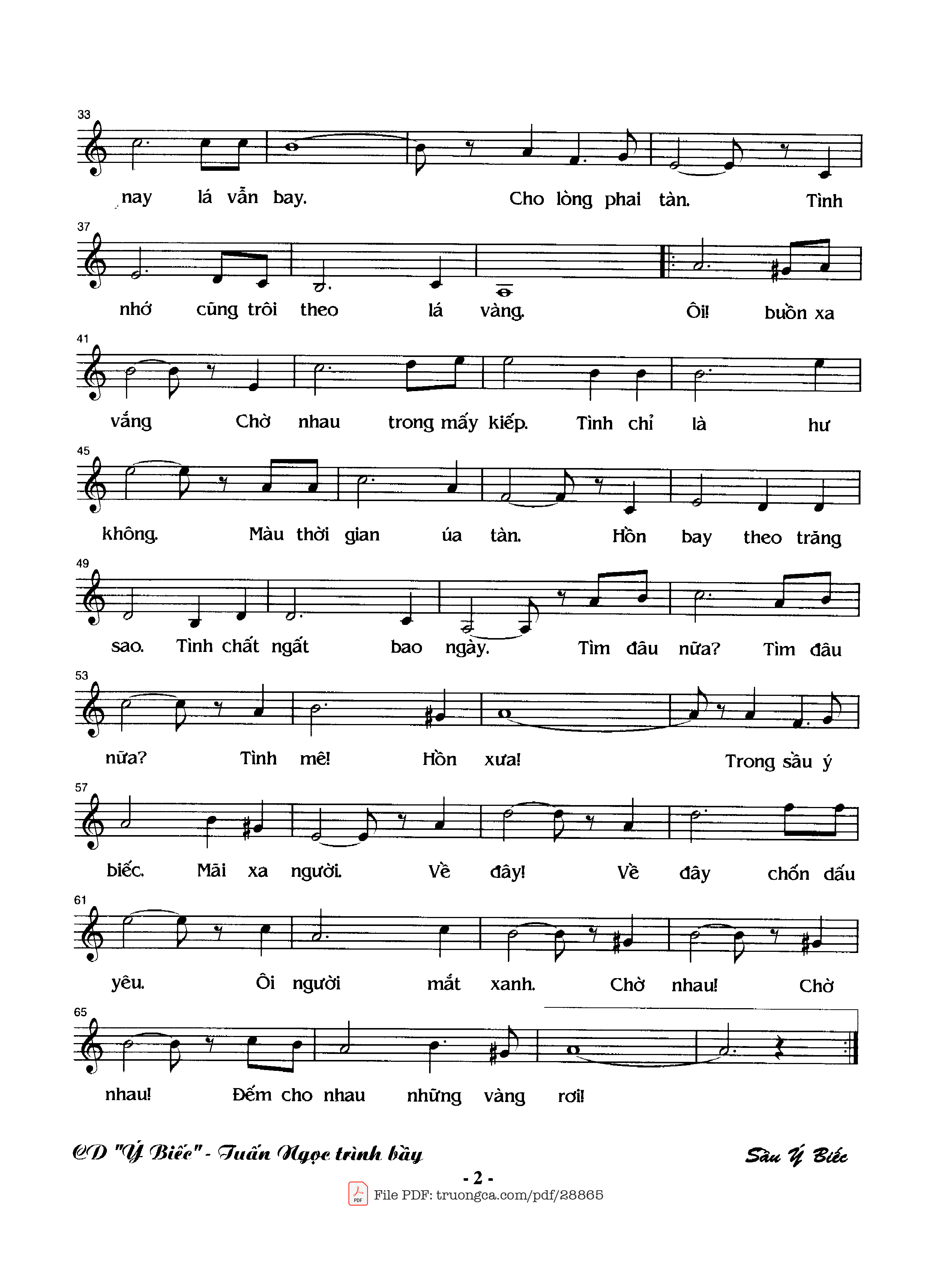 Page 2 of Sheet music PDF Ý biếc (Sầu ý biếc) - Nguyễn Đình Phùng