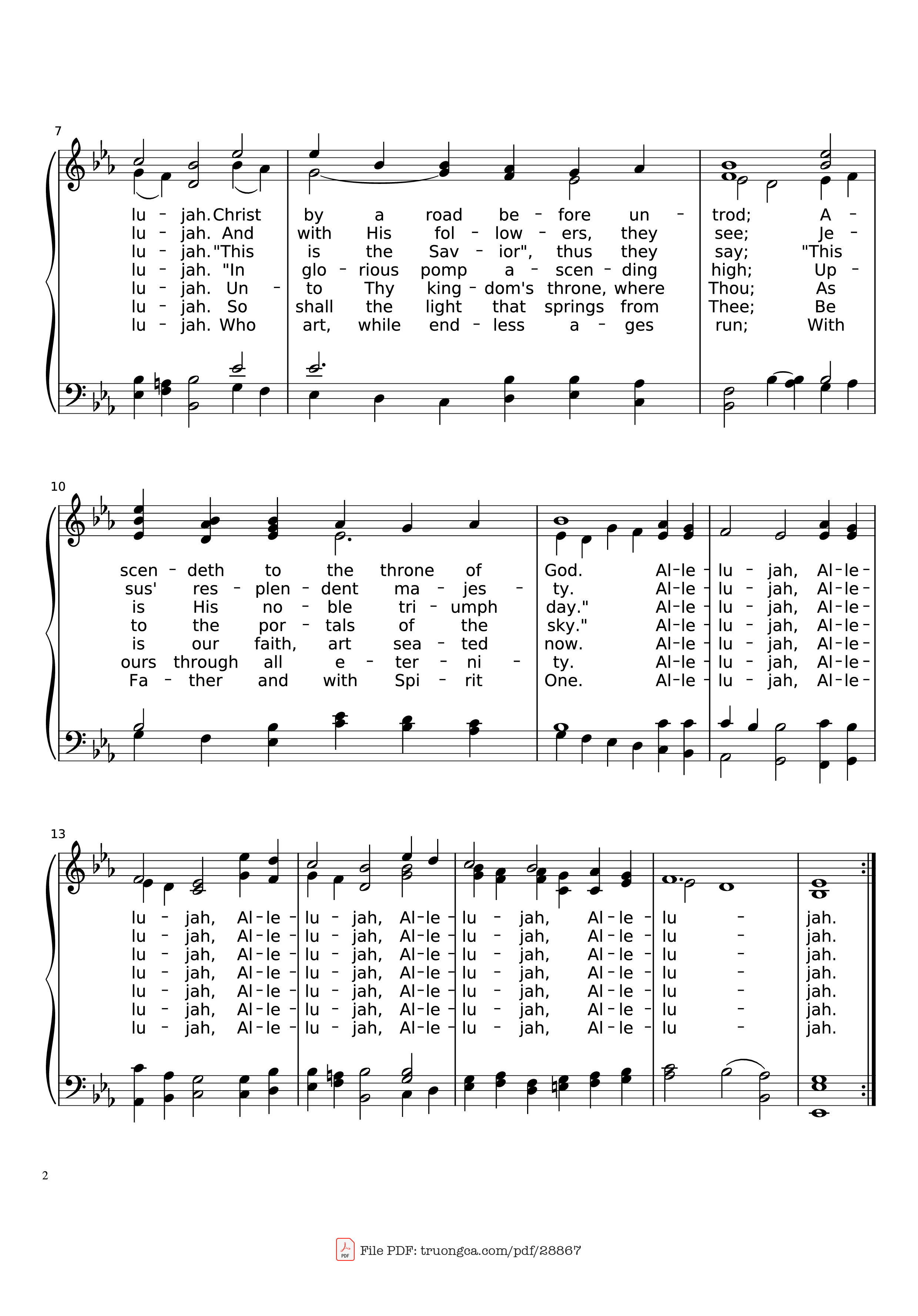 Page 2 of Sheet music PDF Piano A Hymn of Glory Let Us Sing - Ralph Vaughan Williams