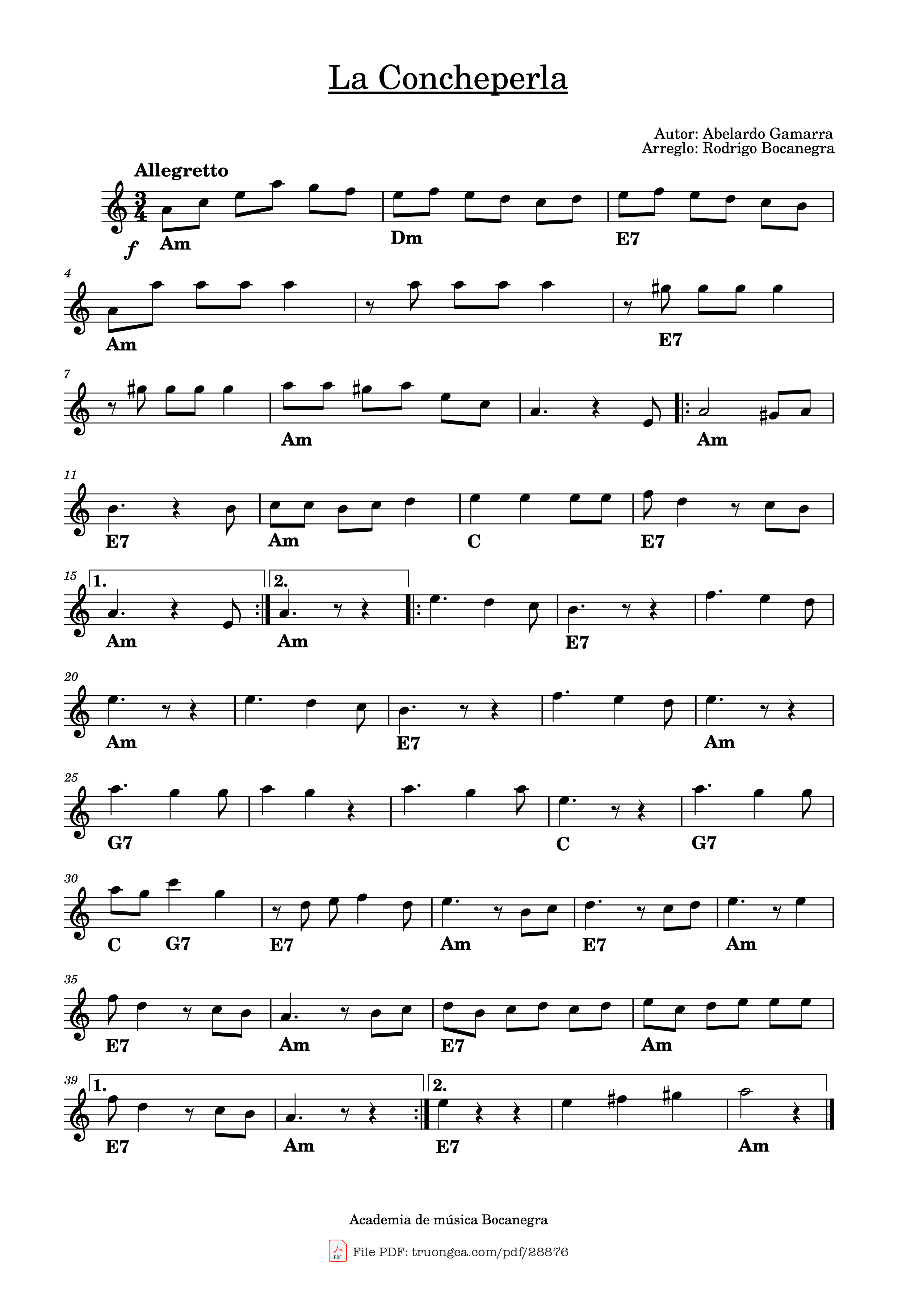 Sheet PDF of La Concheperla Piano