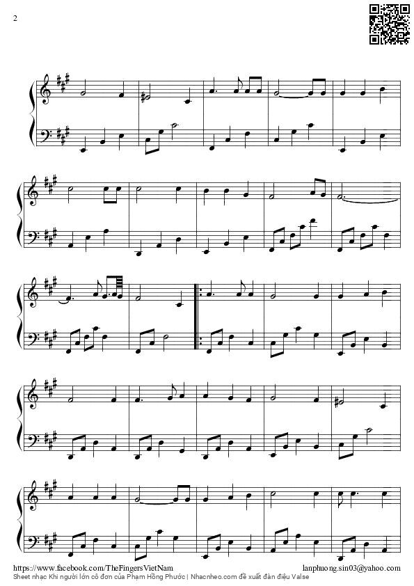 Page 2 of Sheet music PDF Khi người lớn cô đơn - Phạm Hồng Phước