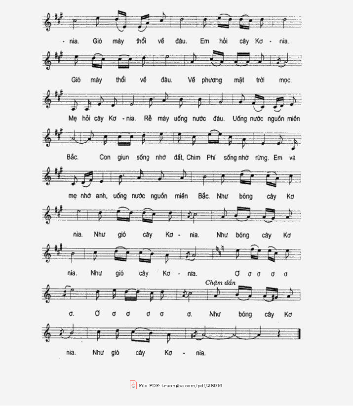 Page 2 of Sheet music PDF Bóng Cây Kơ Nia - Phan Huỳnh Điểu