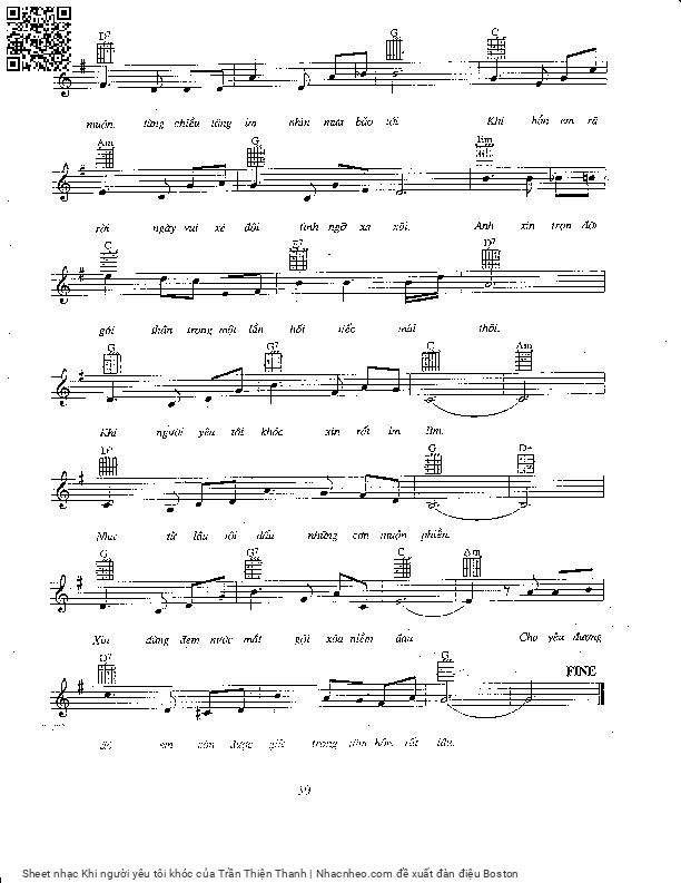 Page 2 of Sheet music PDF Khi người yêu tôi khóc - Trần Thiện Thanh