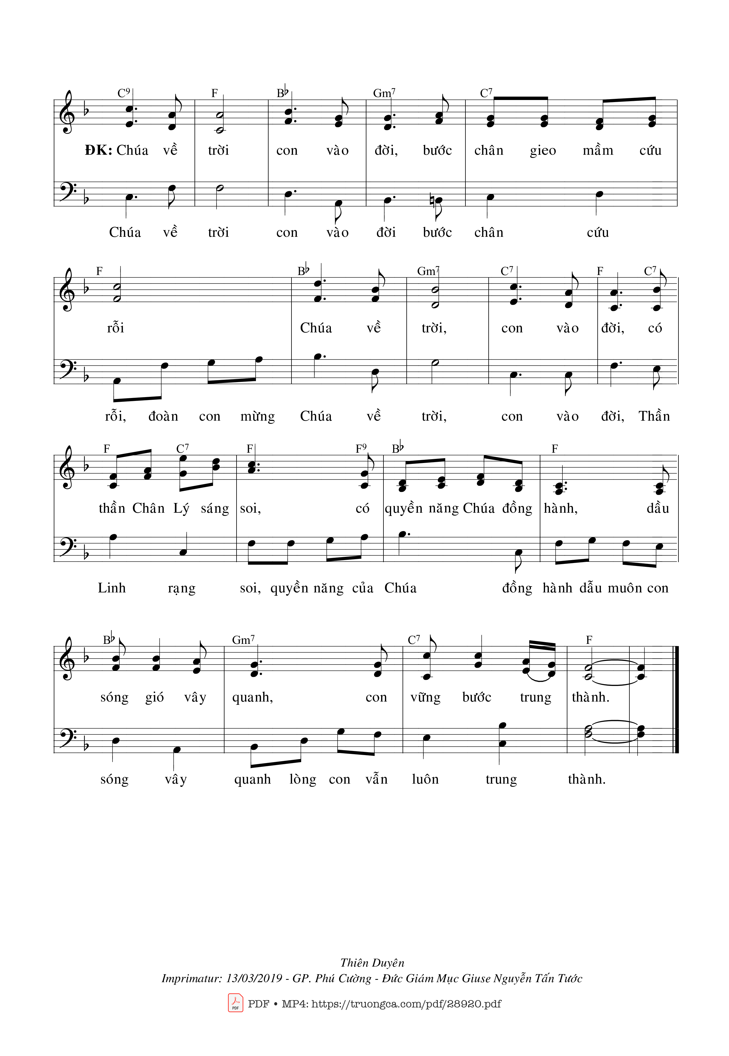 Page 2 of Sheet music PDF Chúa Về Trời Con Vào Đời - Thiên Duyên