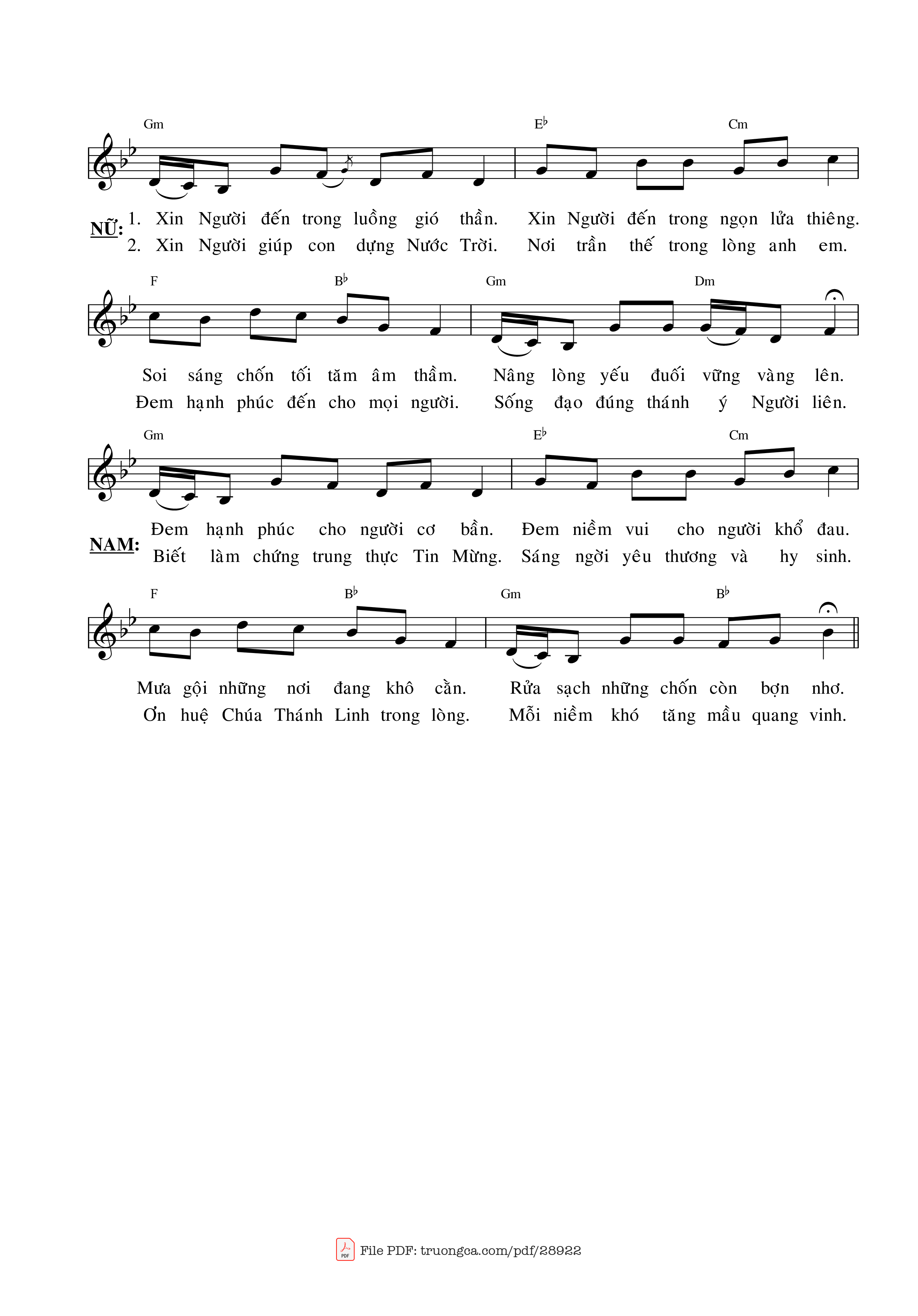 Page 4 of Sheet music PDF Xin Thánh Thần - Hùng Lân