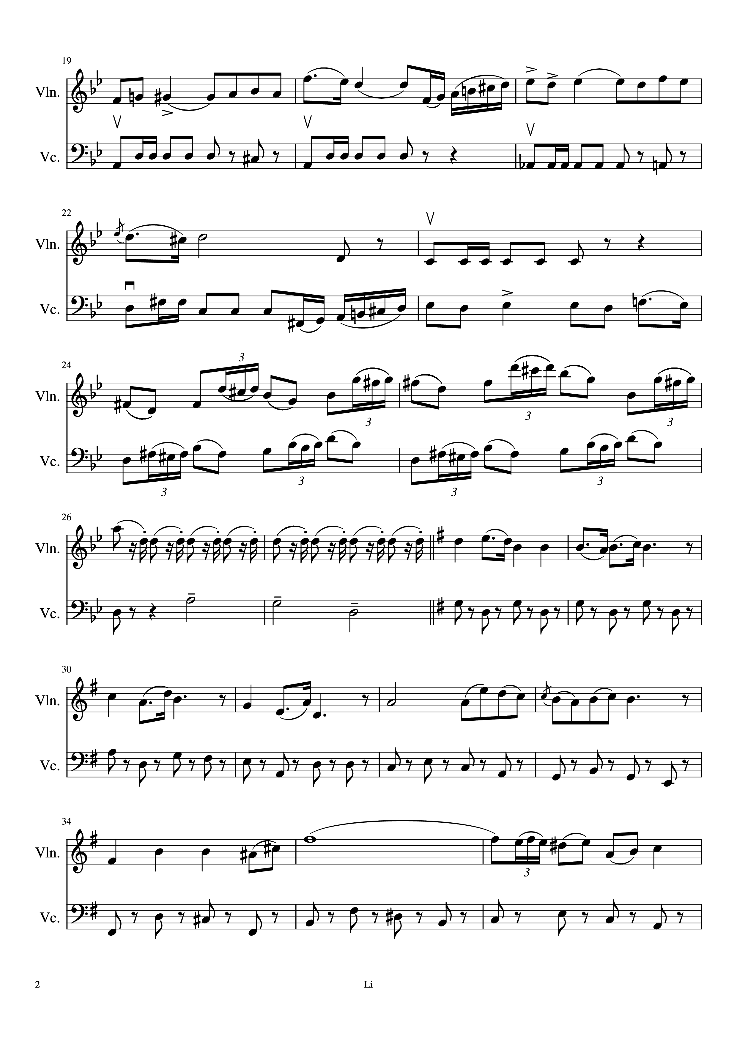 Page 2 of Sheet music PDF Piano Toreador Song(Votre toast,je peux le rendre) Duet for Violin and Cello Piano - Georges Bizet
