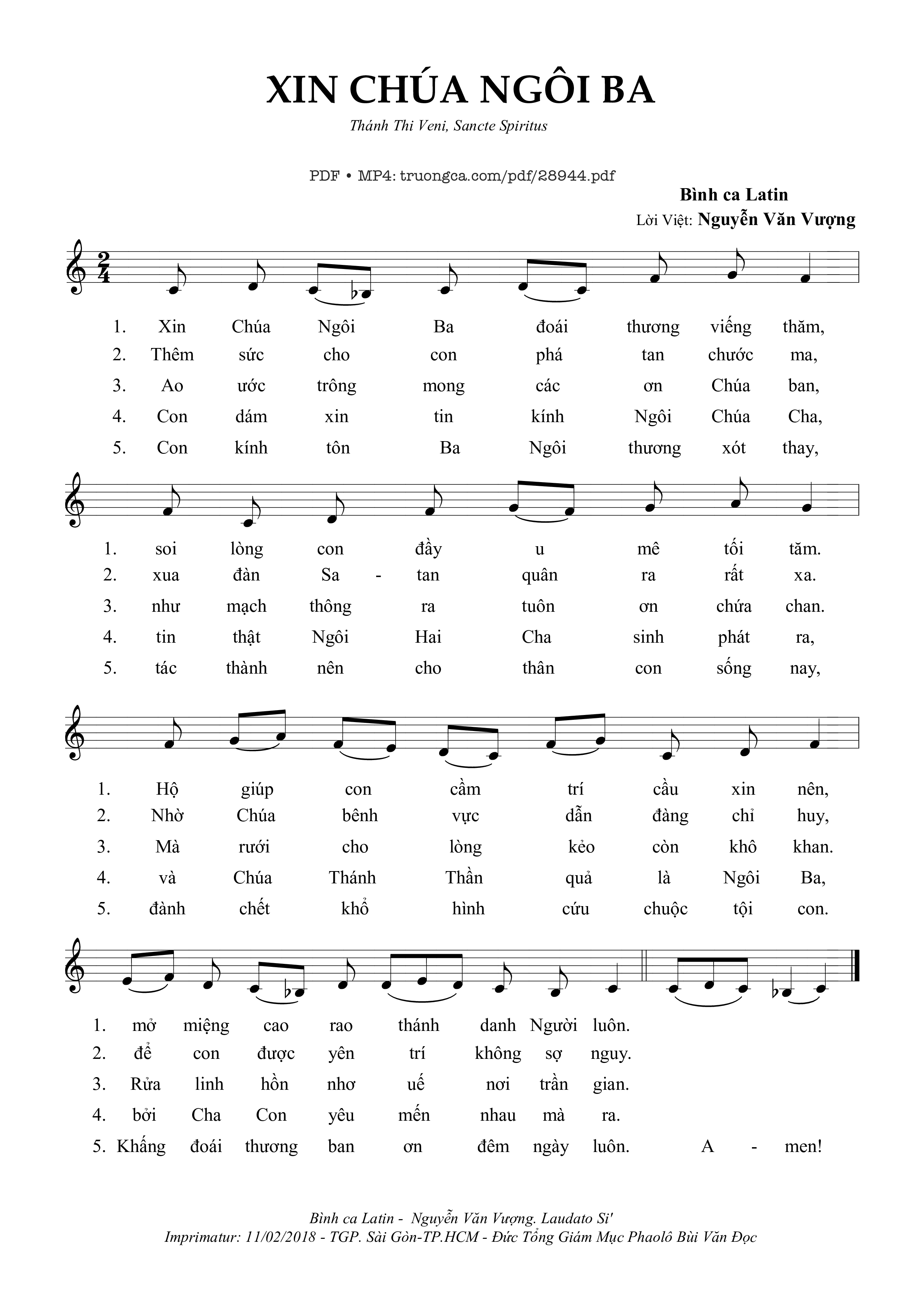 Page 1 of Sheet music PDF Xin Chúa Ngôi Ba - Nguyễn Văn Vượng