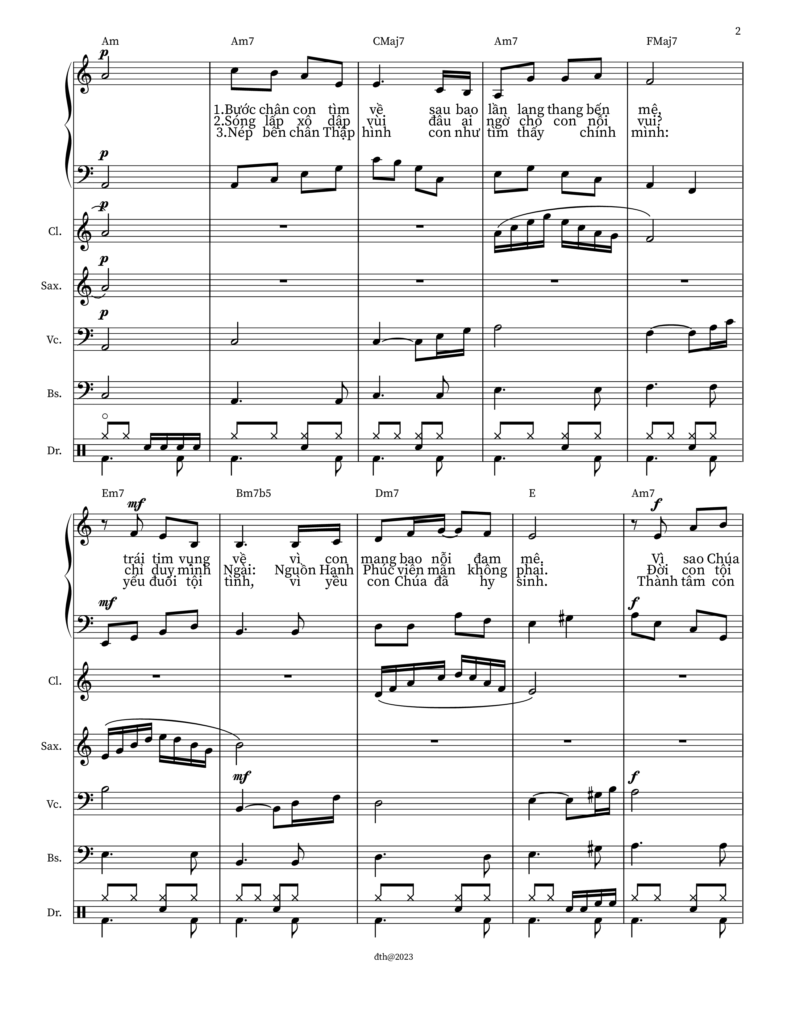 Page 2 of Sheet music PDF Bước Chân Tìm Về (Kèn, Violin) - M. Tigôn