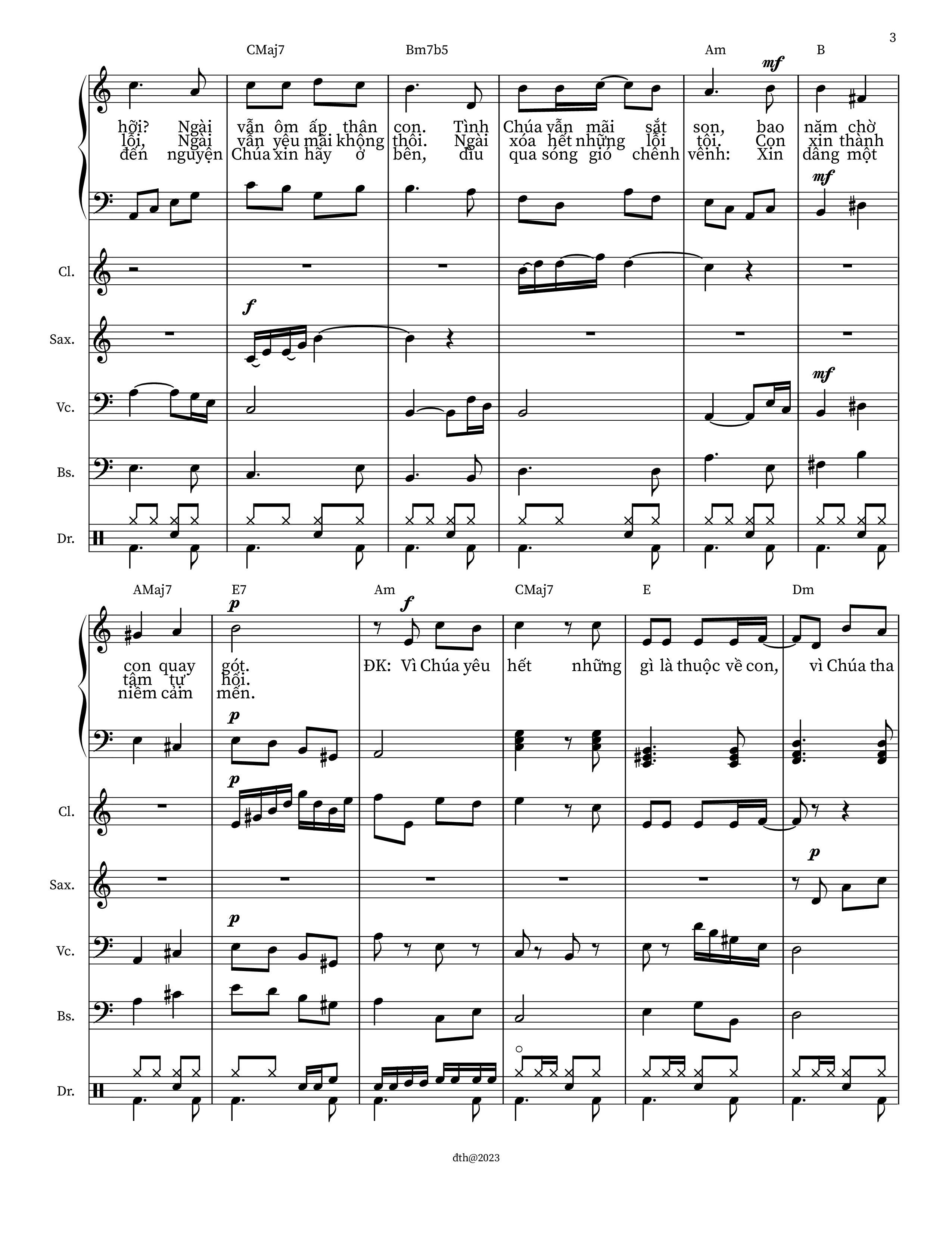 Page 3 of Sheet music PDF Bước Chân Tìm Về (Kèn, Violin) - M. Tigôn