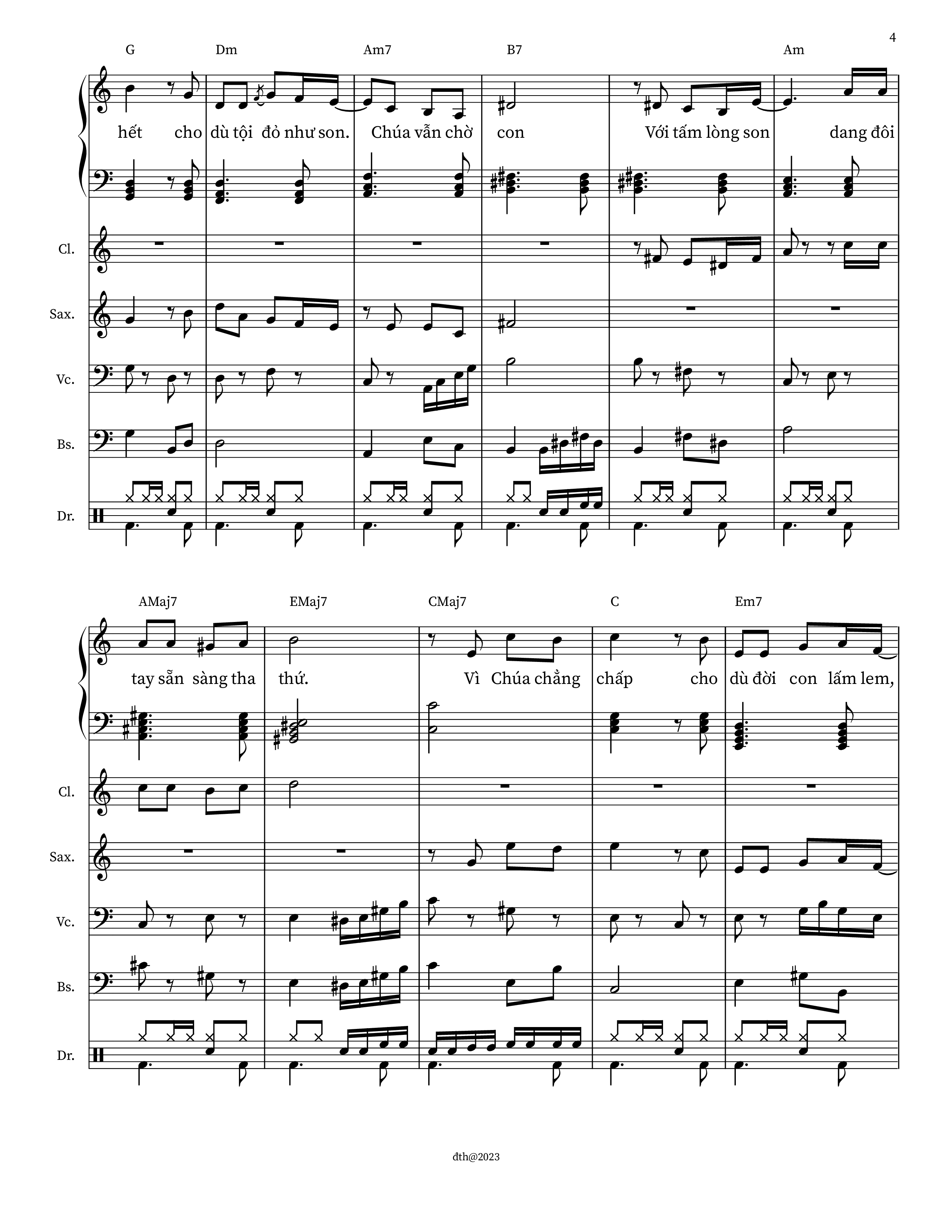 Page 4 of Sheet music PDF Bước Chân Tìm Về (Kèn, Violin) - M. Tigôn