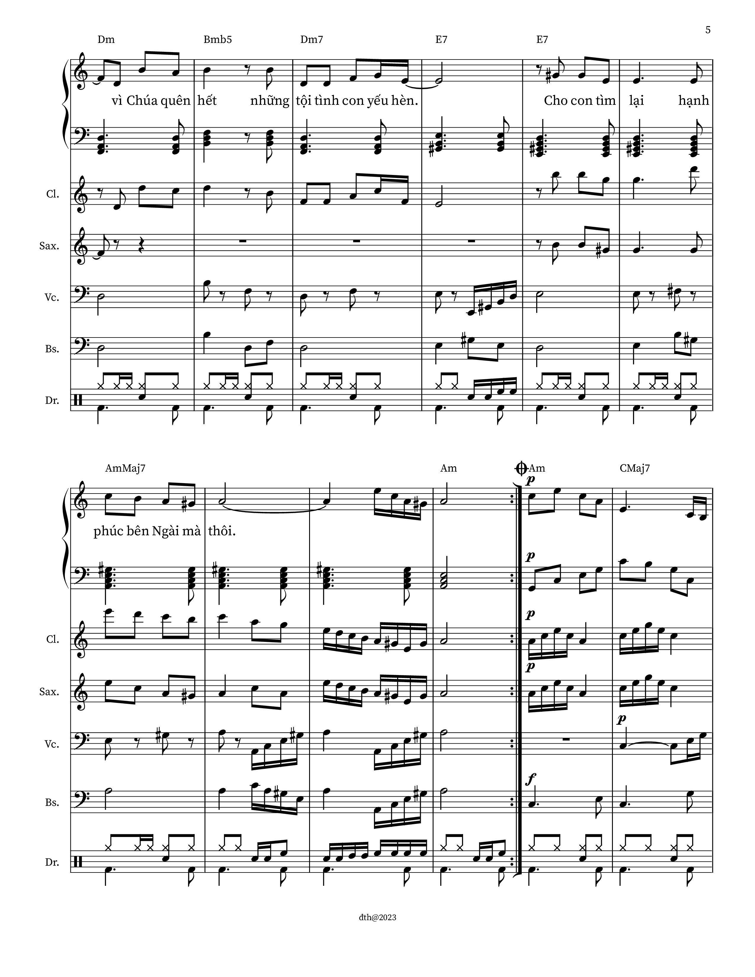 Page 5 of Sheet music PDF Bước Chân Tìm Về (Kèn, Violin) - M. Tigôn