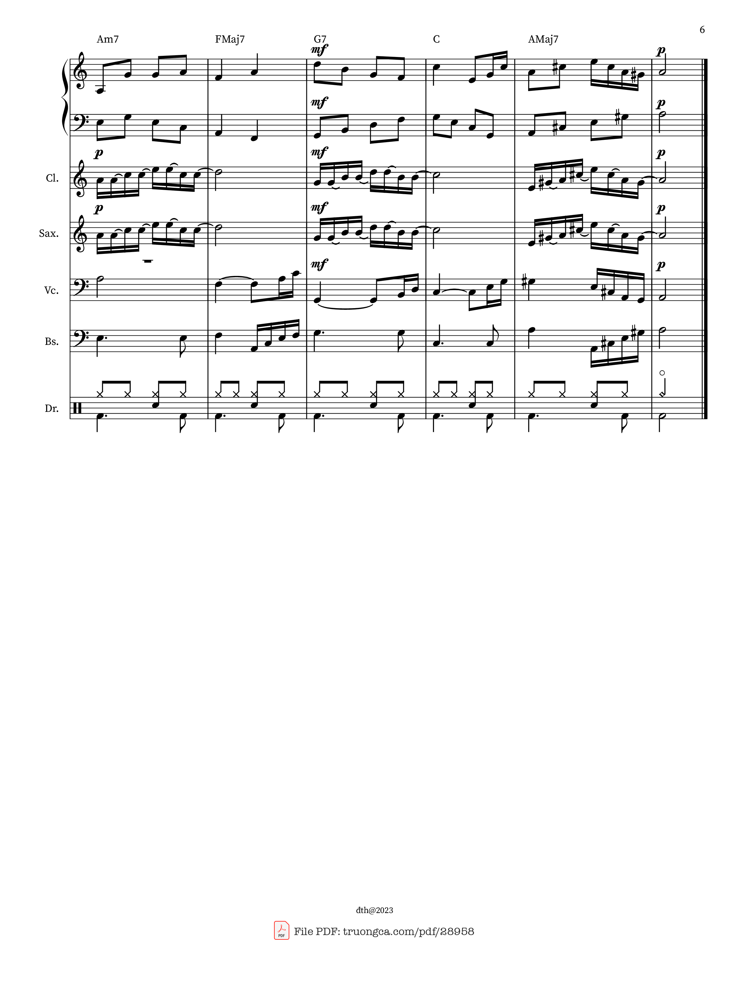 Page 6 of Sheet music PDF Bước Chân Tìm Về (Kèn, Violin) - M. Tigôn