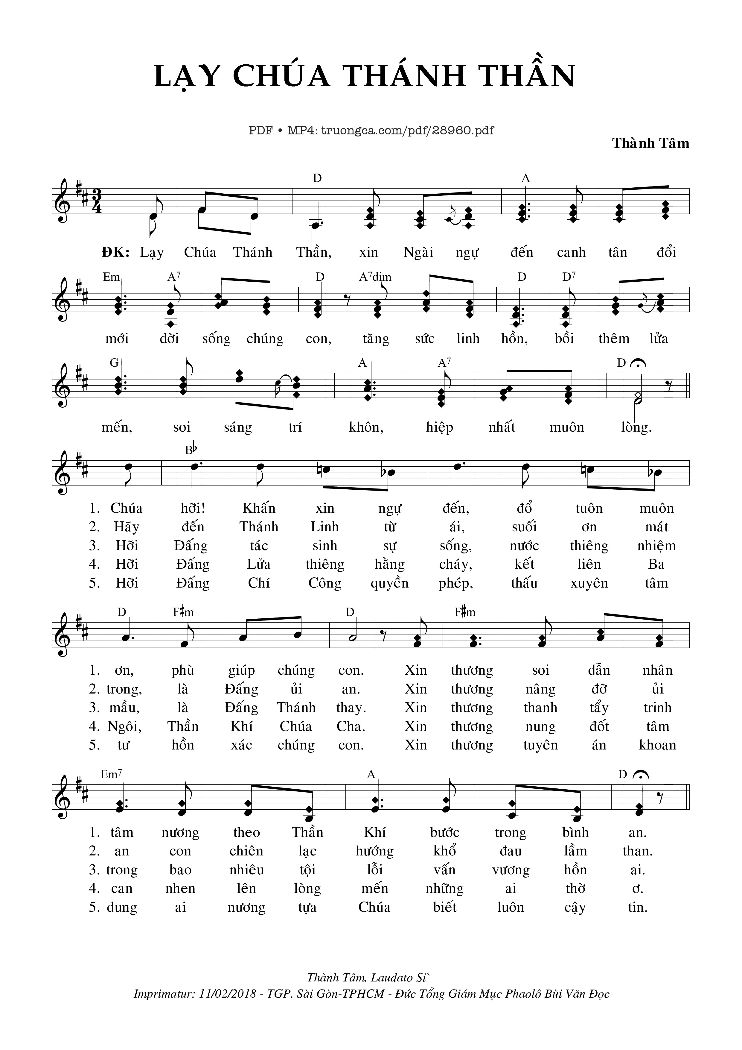 Lạy Chúa Thánh Thần