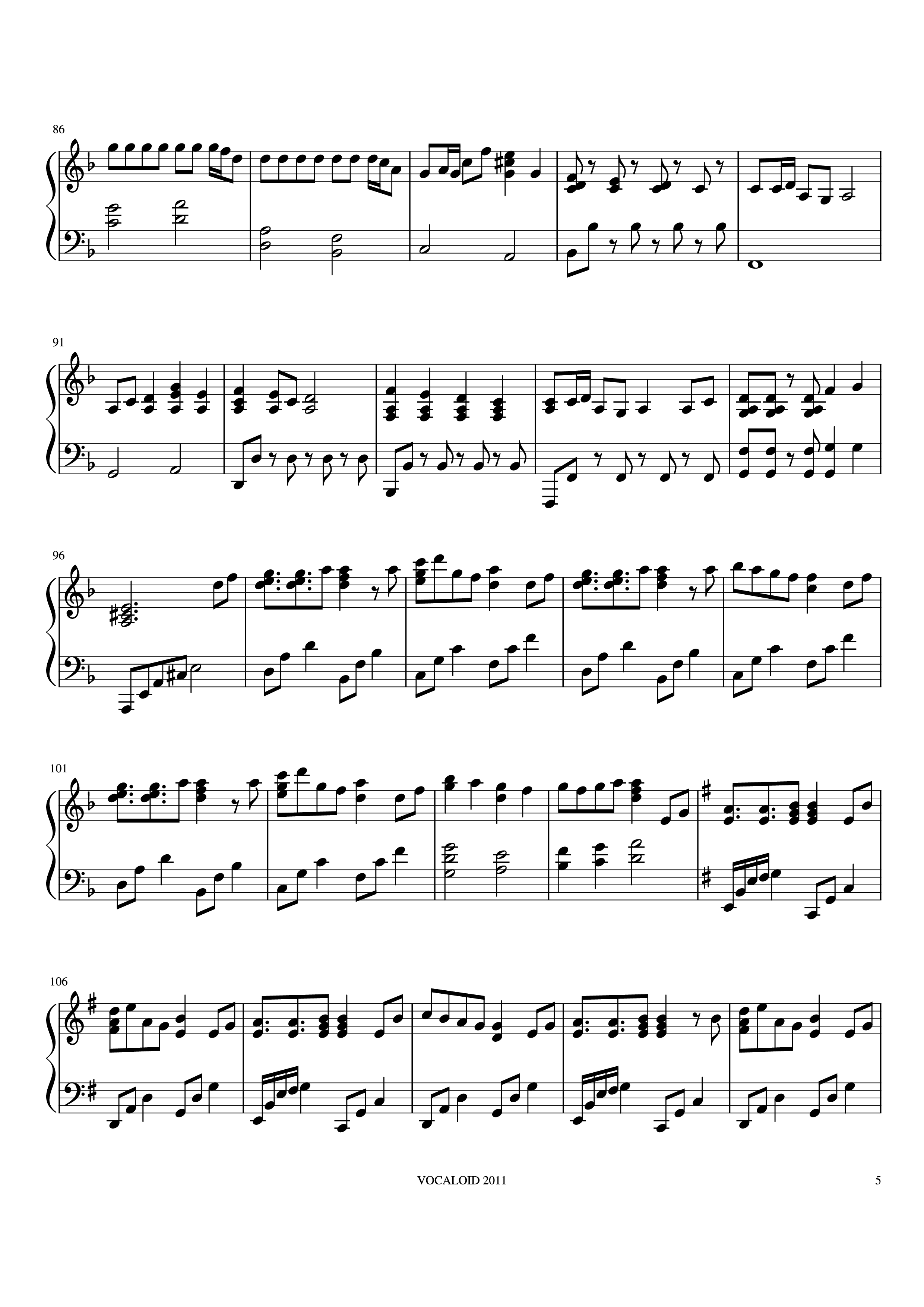 Page 5 of Sheet music PDF Piano Senbonzakura Piano - Undefined