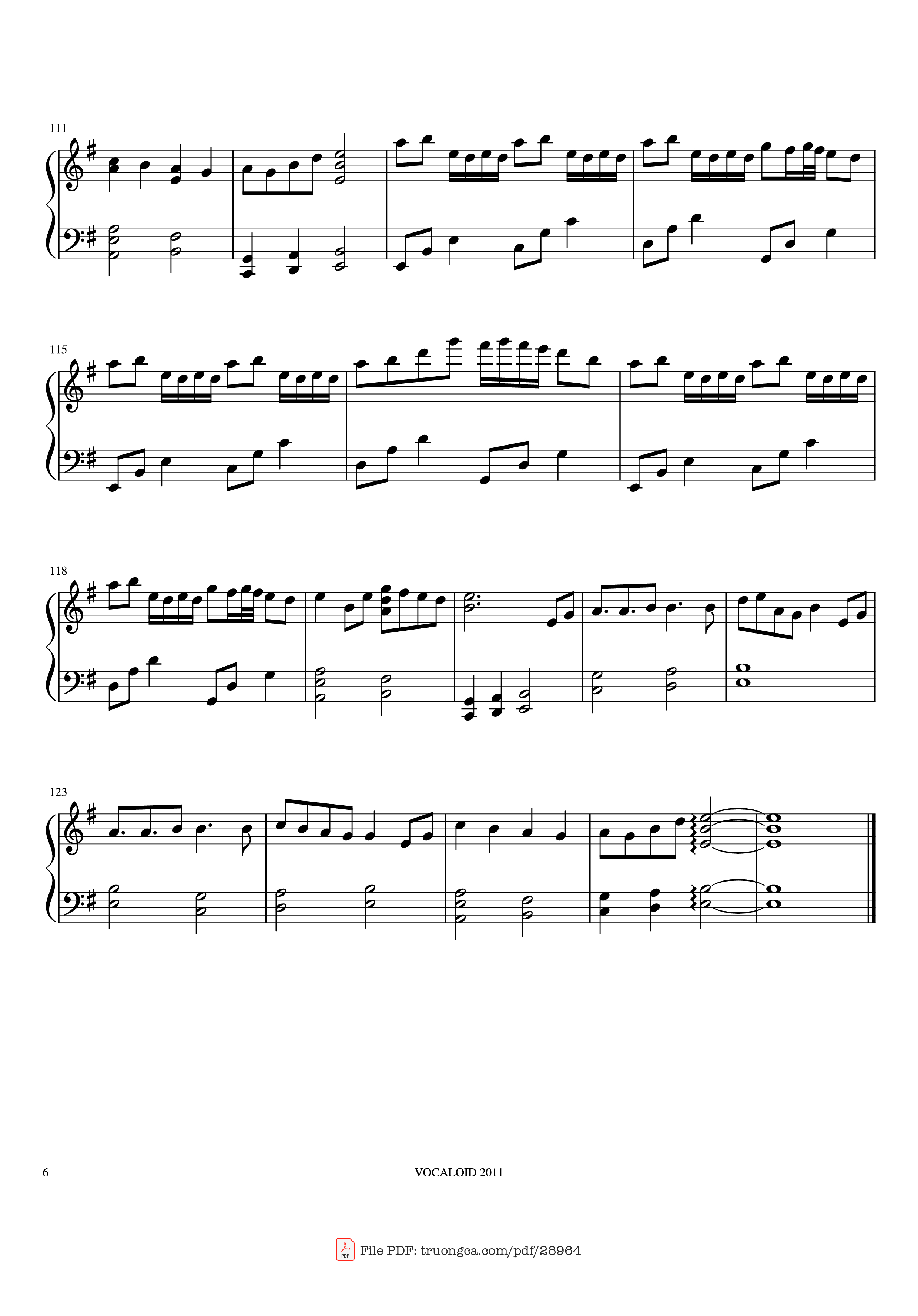 Page 6 of Sheet music PDF Piano Senbonzakura Piano - Undefined