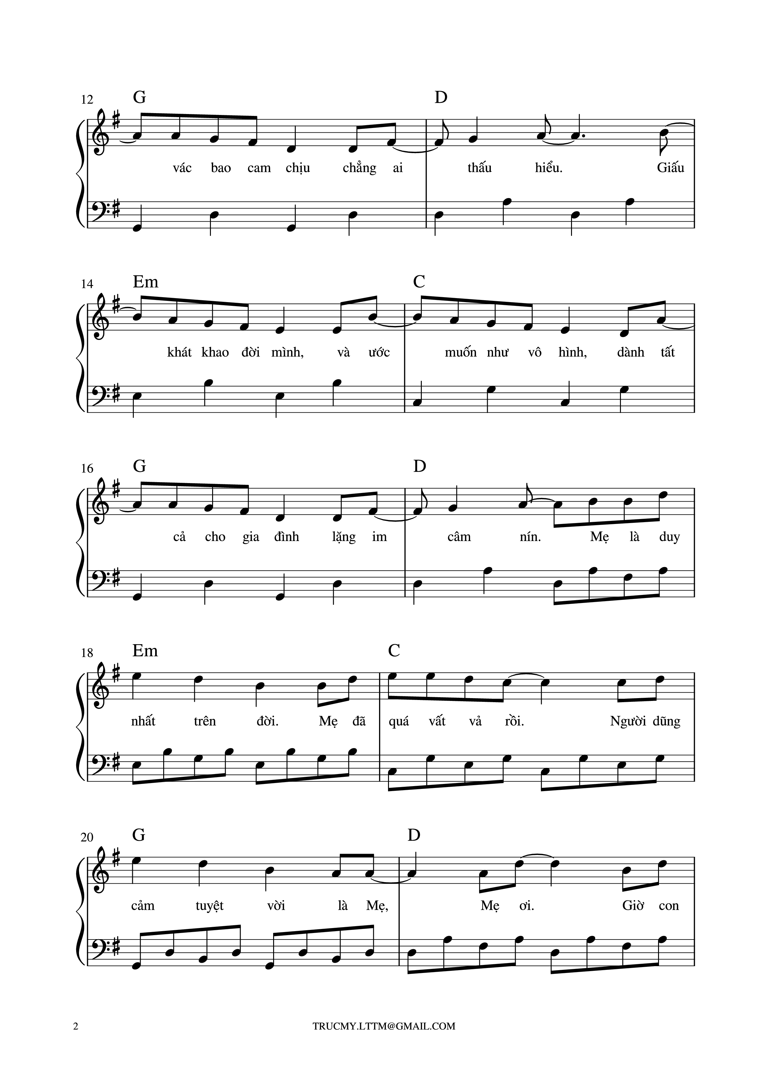 Page 2 of Sheet music PDF Piano Chưa bao giờ mẹ kể Piano - Châu Đăng Khoa