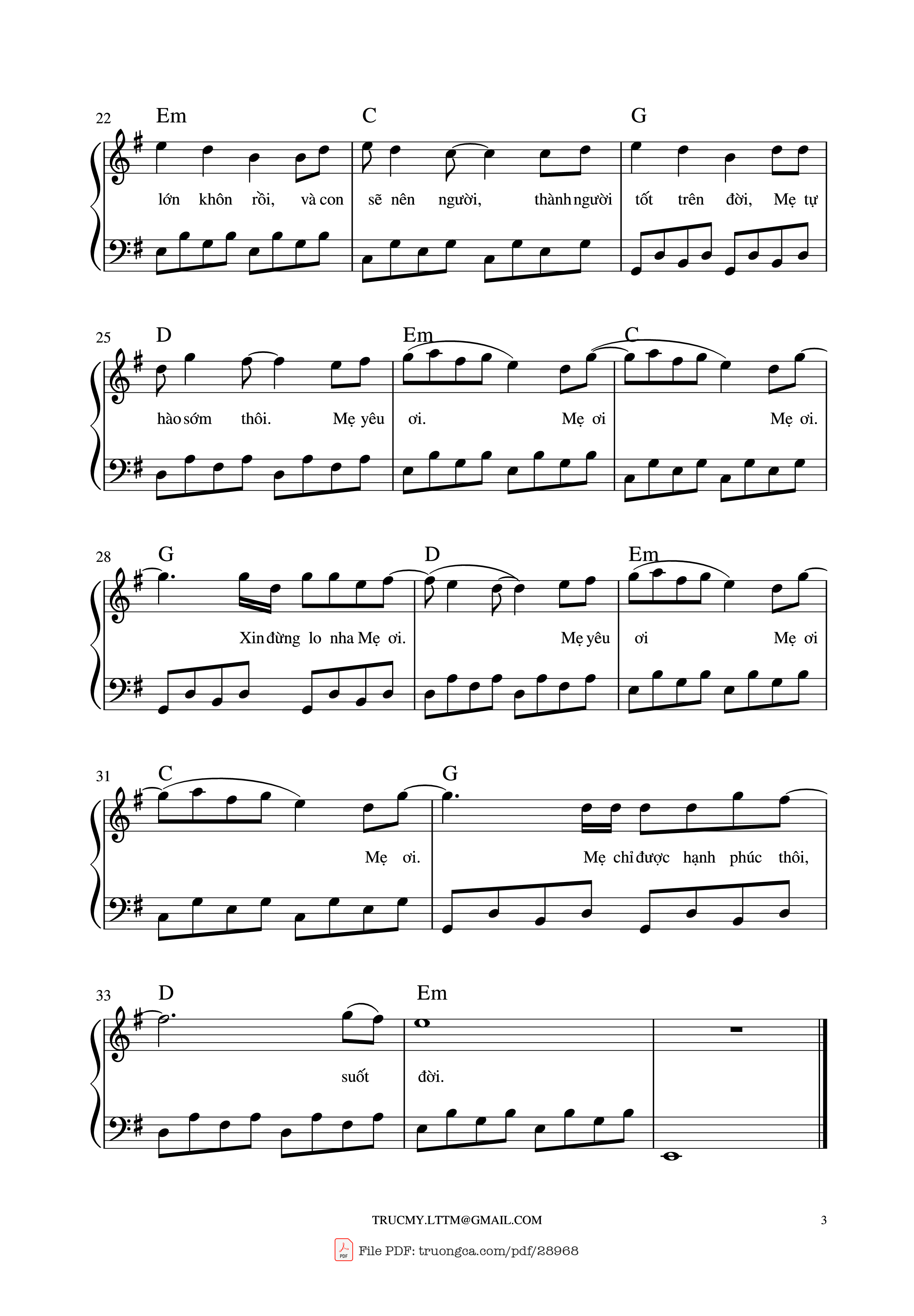 Page 3 of Sheet music PDF Piano Chưa bao giờ mẹ kể Piano - Châu Đăng Khoa