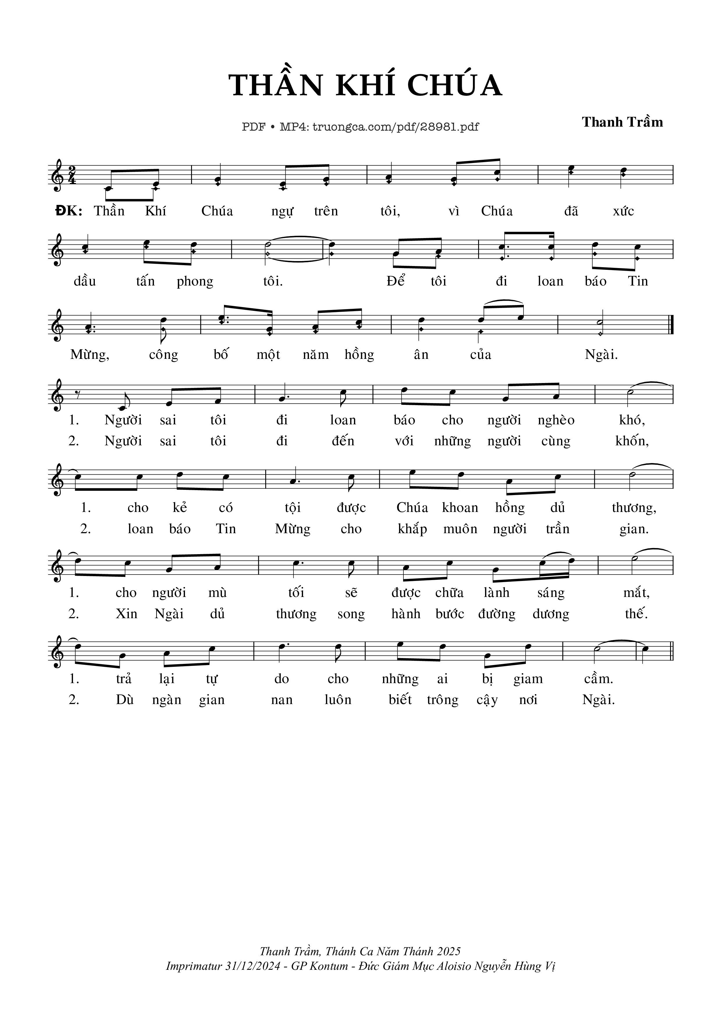 Sheet PDF of Thần Khí Chúa