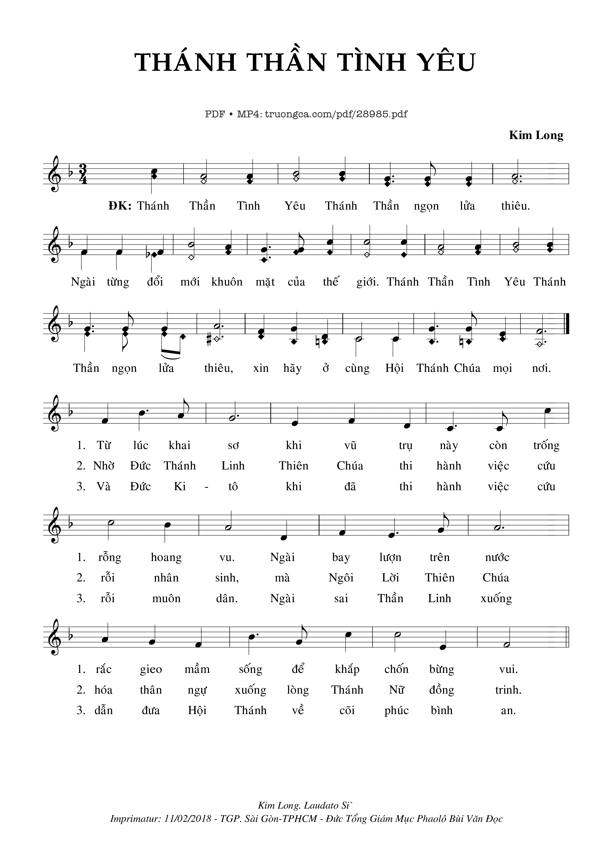 Sheet PDF of Thánh Thần Tình Yêu