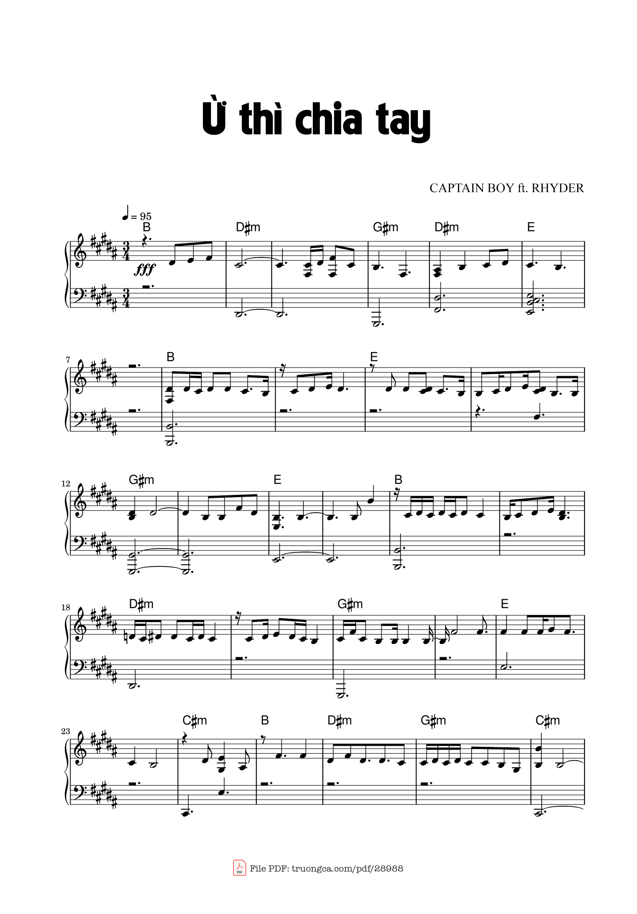 Sheet PDF of Ừ thì chia tay Piano cover