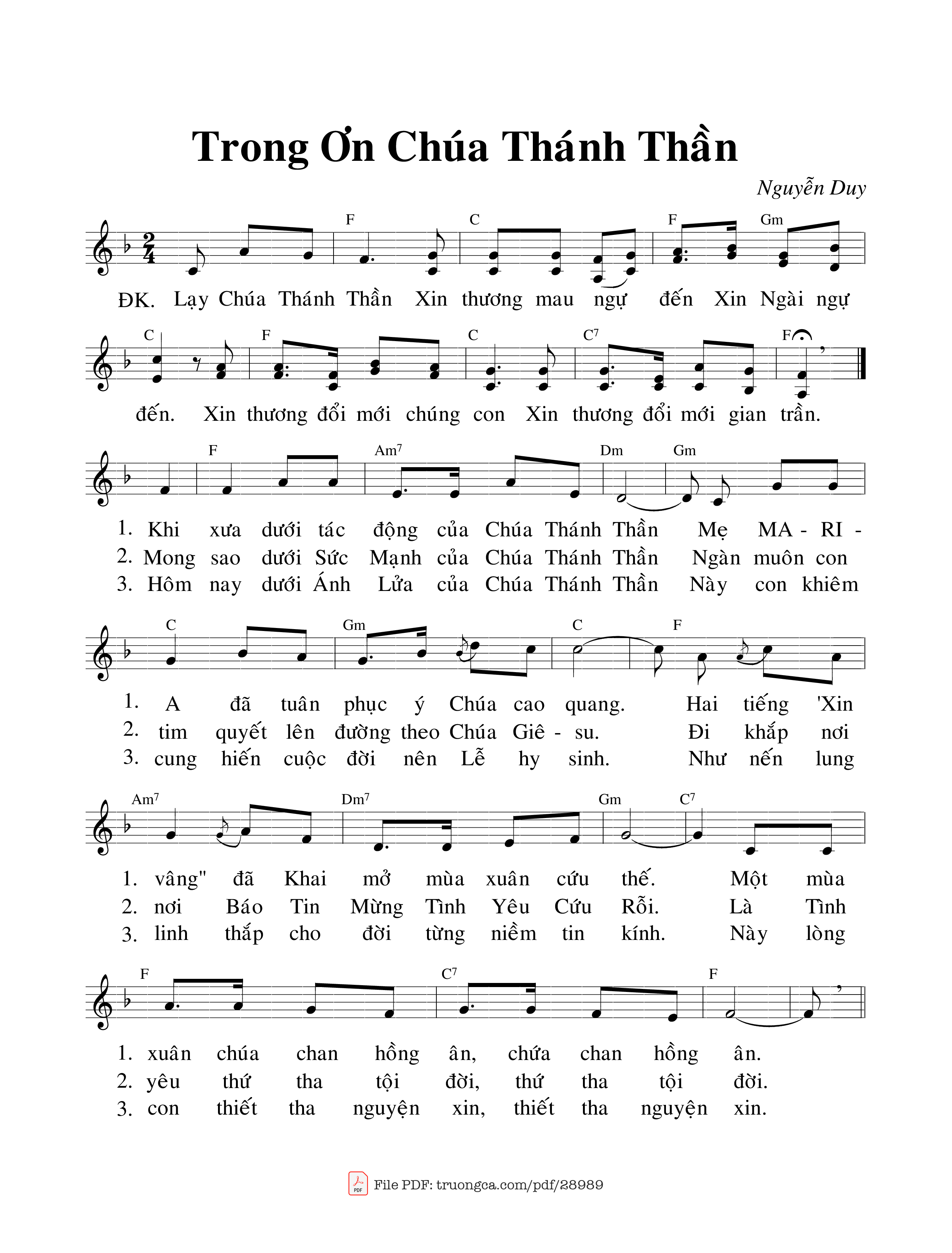Page 5 of Sheet music PDF Trong ơn Chúa Thánh Thần - Nguyễn Duy