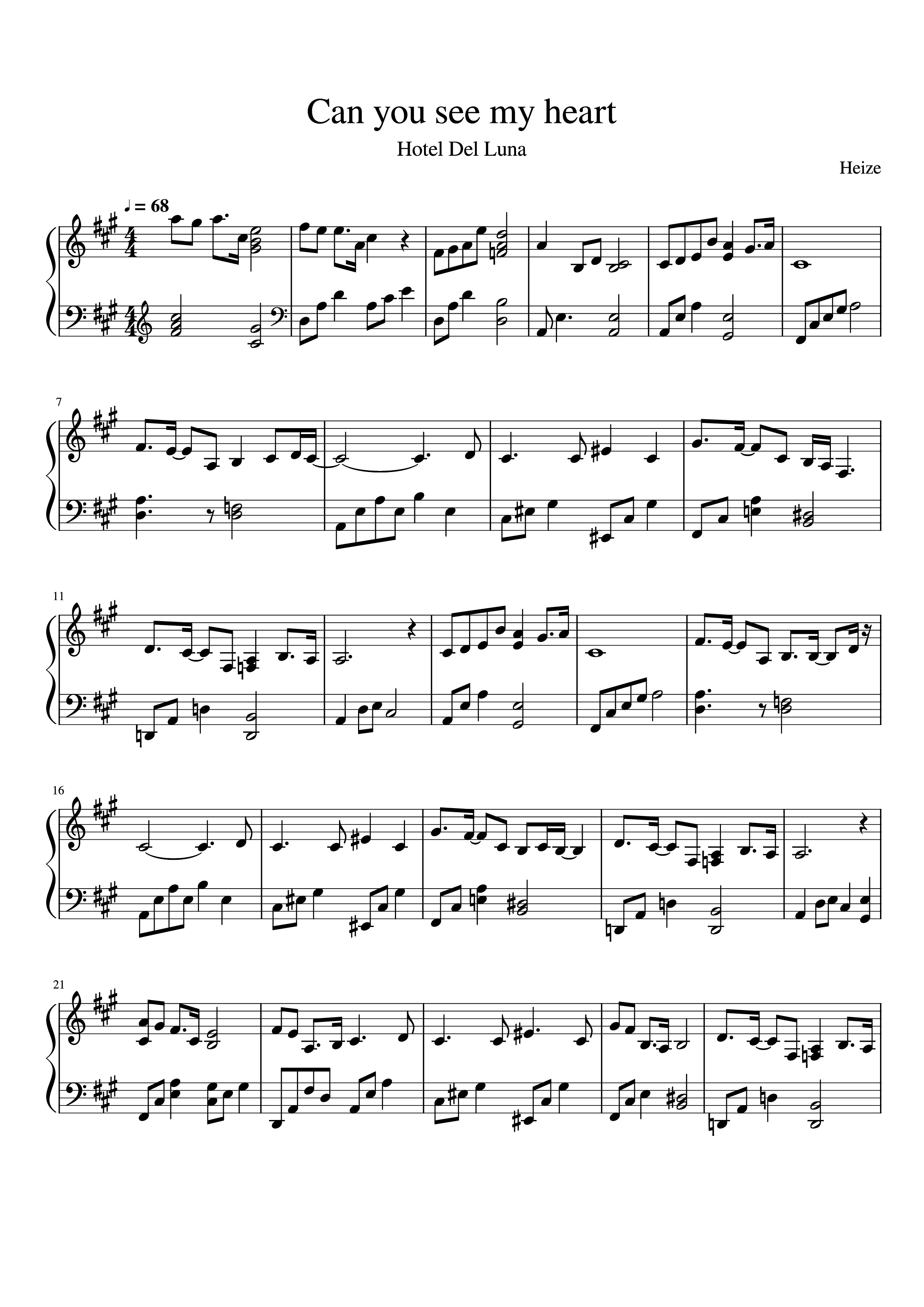 Sheet PDF of Can you see my heart Piano
