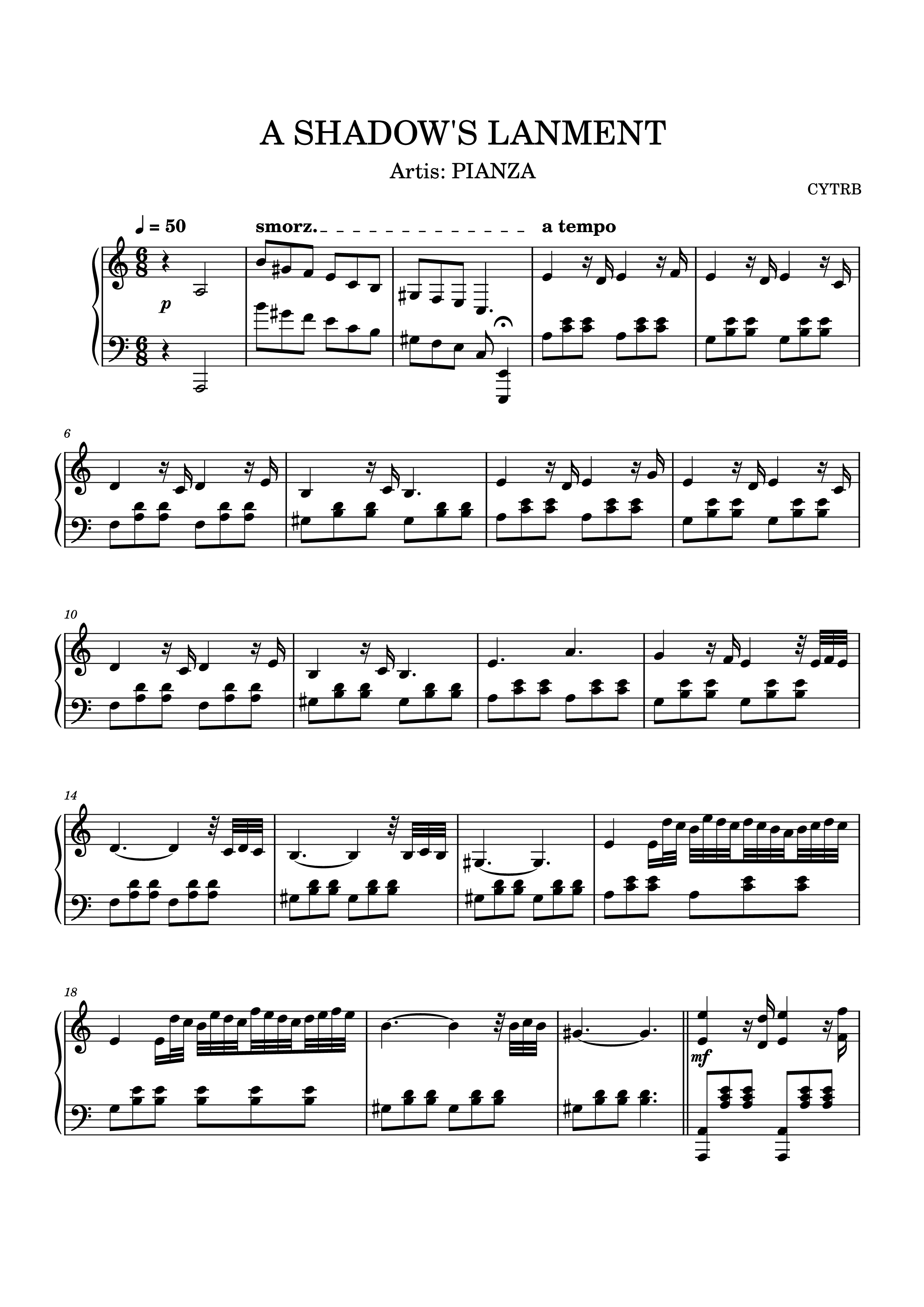Page 1 of Sheet music PDF Piano A SHADOW