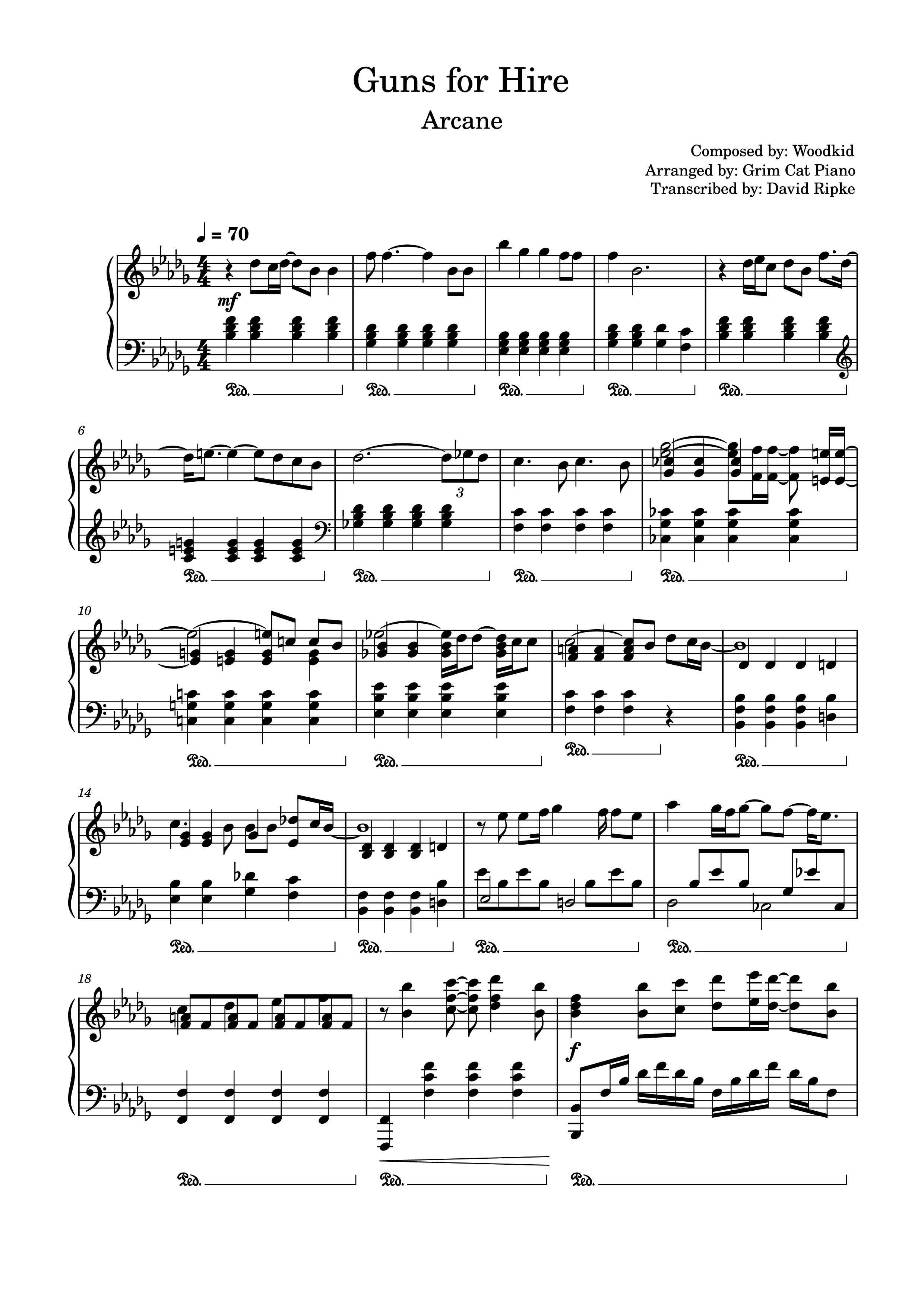 Page 1 of Sheet music PDF Piano Guns for Hire Piano - Composed by: Woodkid