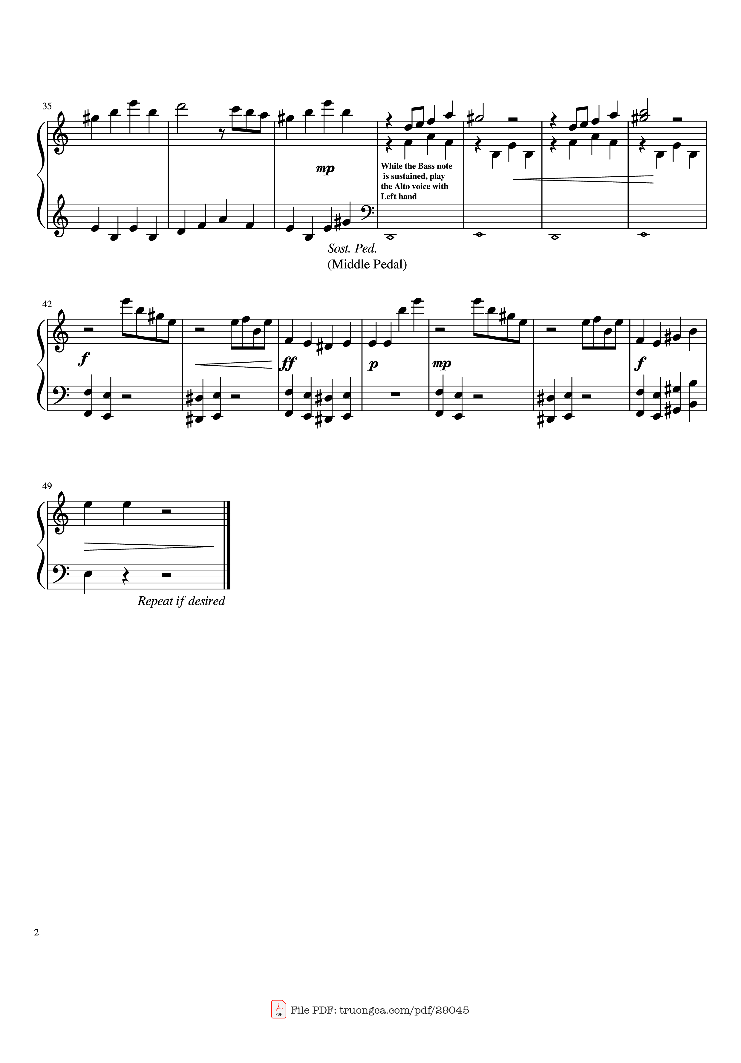 Page 2 of Sheet music PDF Piano Plants Vs Zombies Night Theme Piano - Alexander Ning