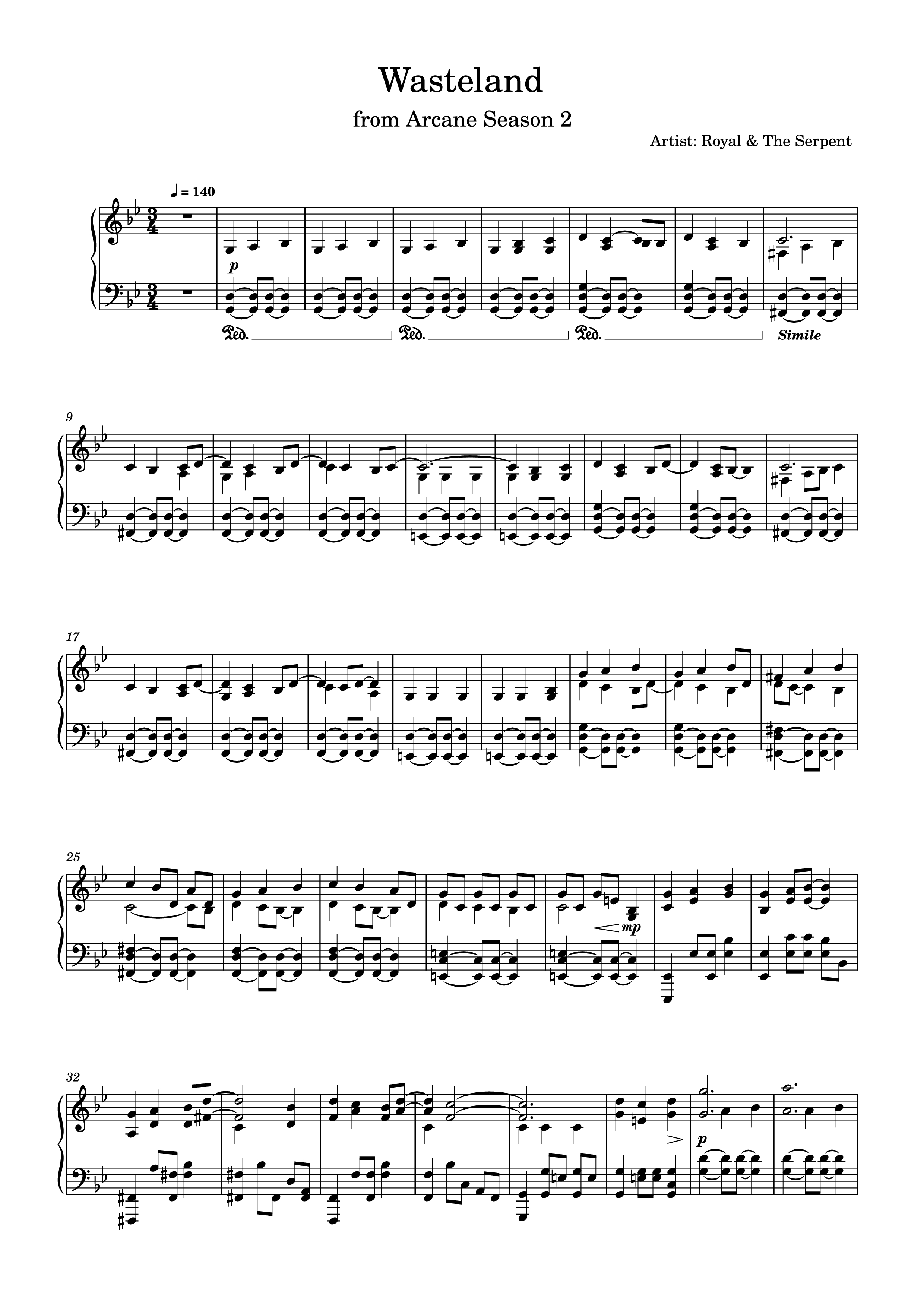 Page 1 of Sheet music PDF Piano Wasteland Piano - Artist: Royal & The Serpent