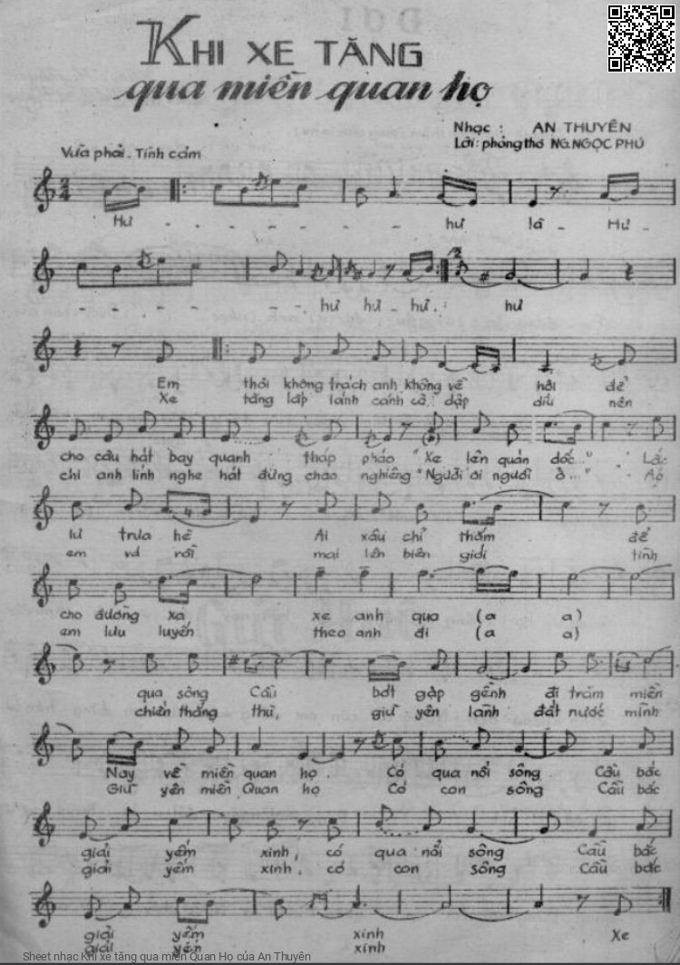 Sheet PDF of Khi xe tăng qua miền Quan Họ