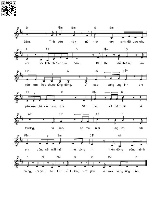 Page 2 of Sheet music PDF Bài thơ dễ thương - Nguyên Bích