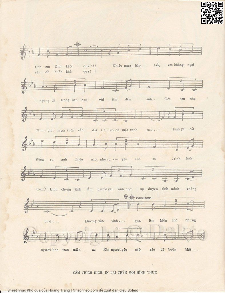 Page 3 of Sheet music PDF Khổ qua - Hoàng Trang