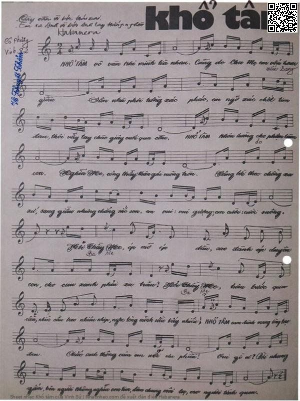 Page 2 of Sheet music PDF Khổ tâm - Vinh Sử