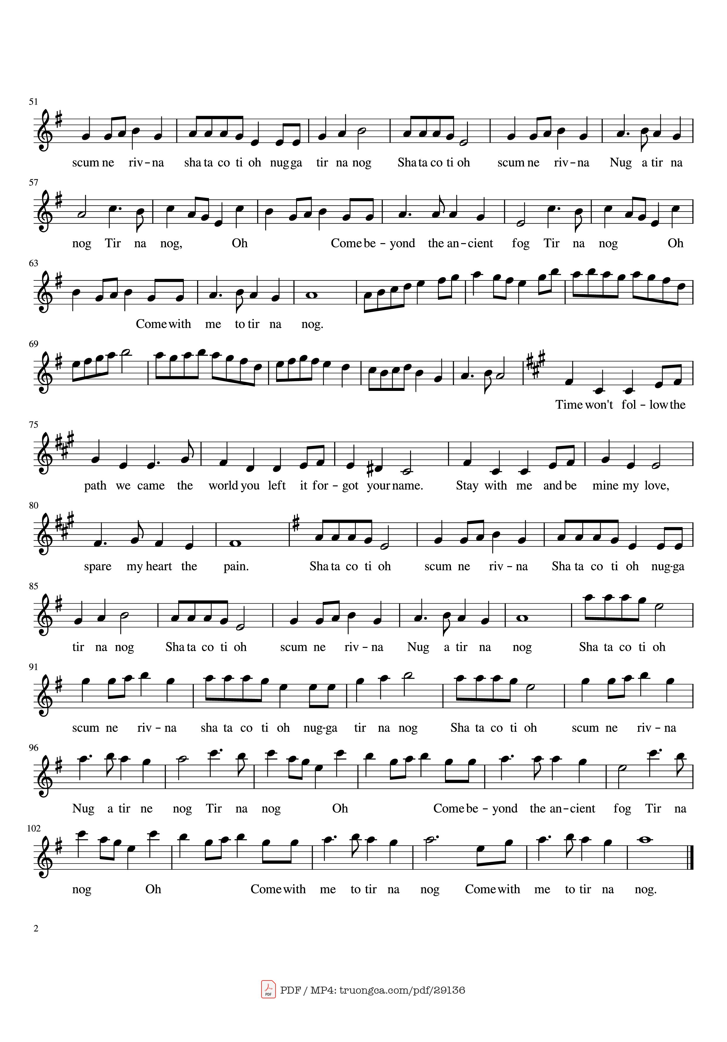 Page 2 of Sheet music PDF Tír na nÓg Violin - Celtic Woman