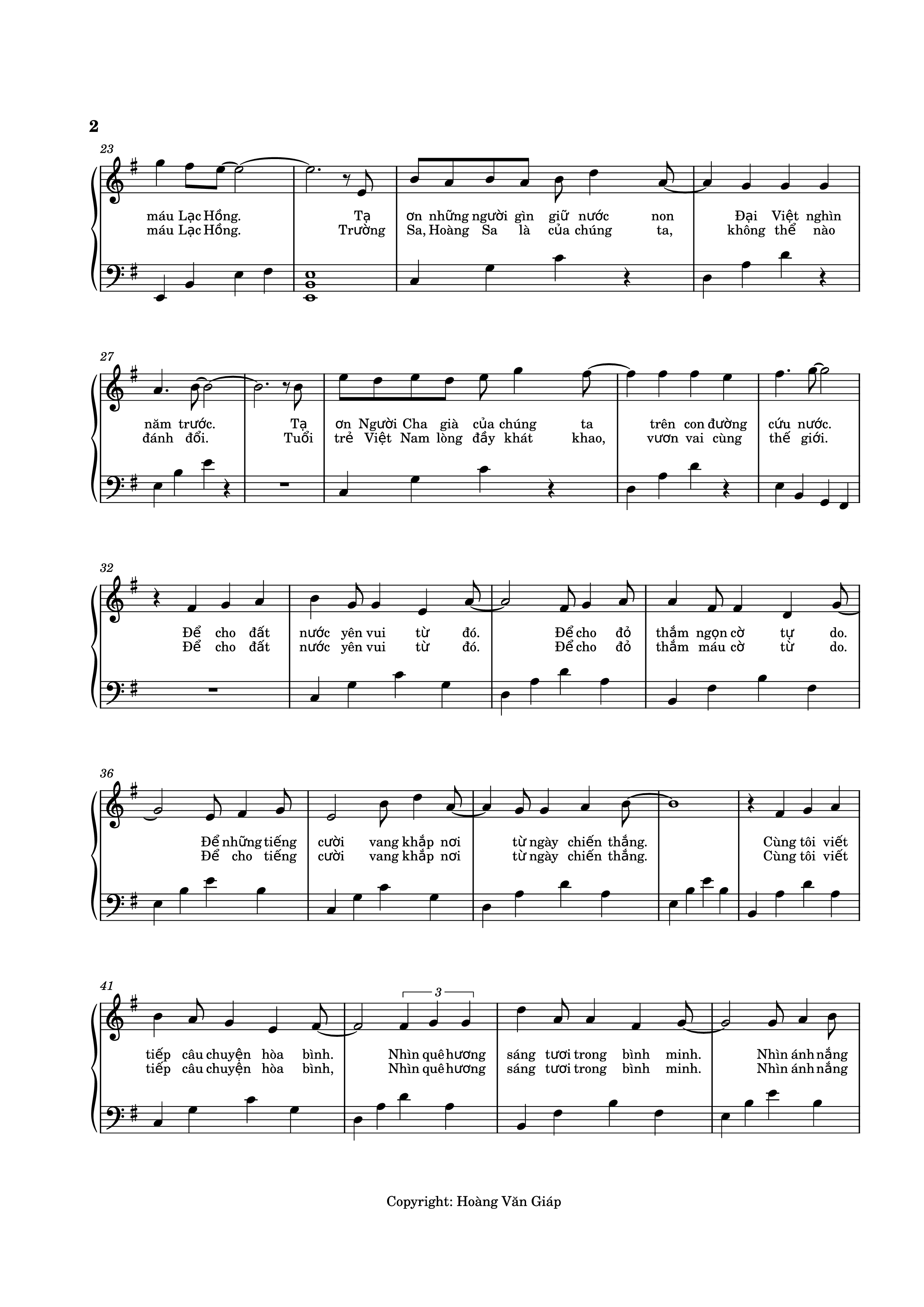 Page 2 of Sheet music PDF Piano Viết tiếp câu chuyện hòa bình Piano - Nhạc và lời: Nguyễn Văn Chung
