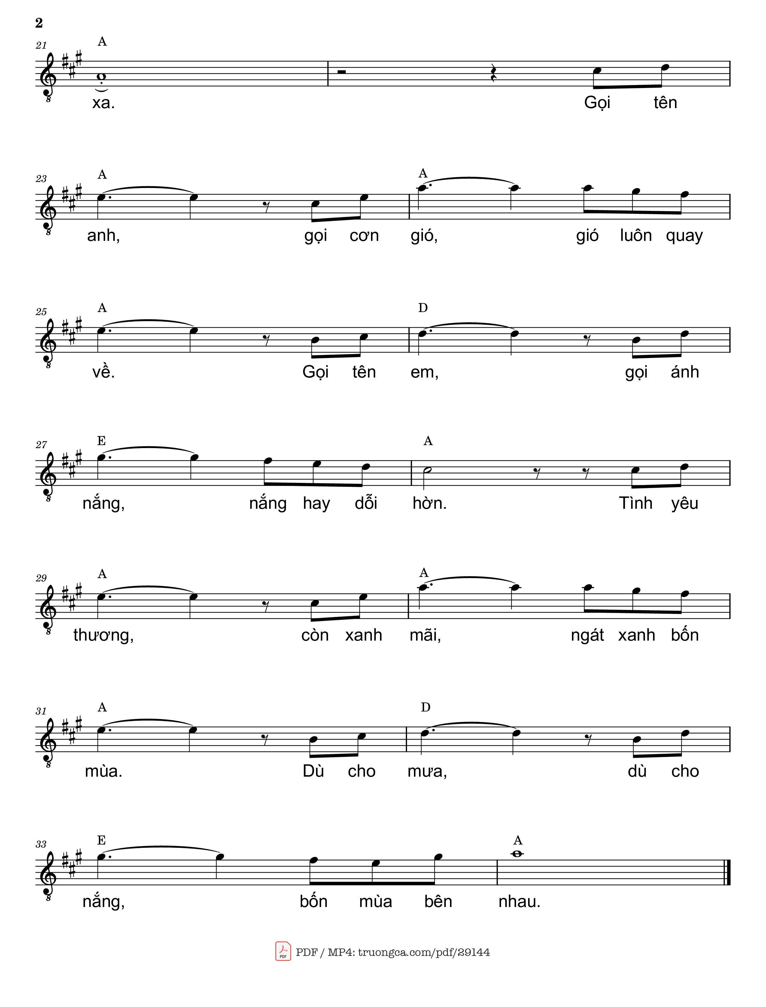 Page 2 of Sheet music PDF Bốn mùa - Trần Liêu