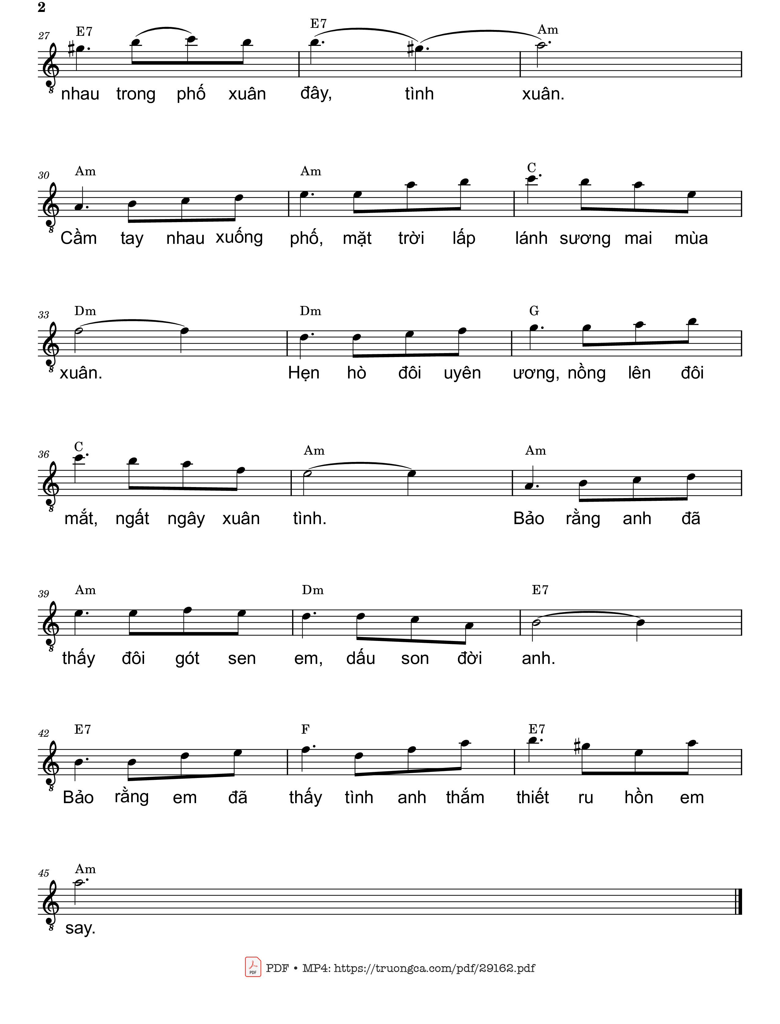 Page 2 of Sheet music PDF Phố xuân - Trần Liêu