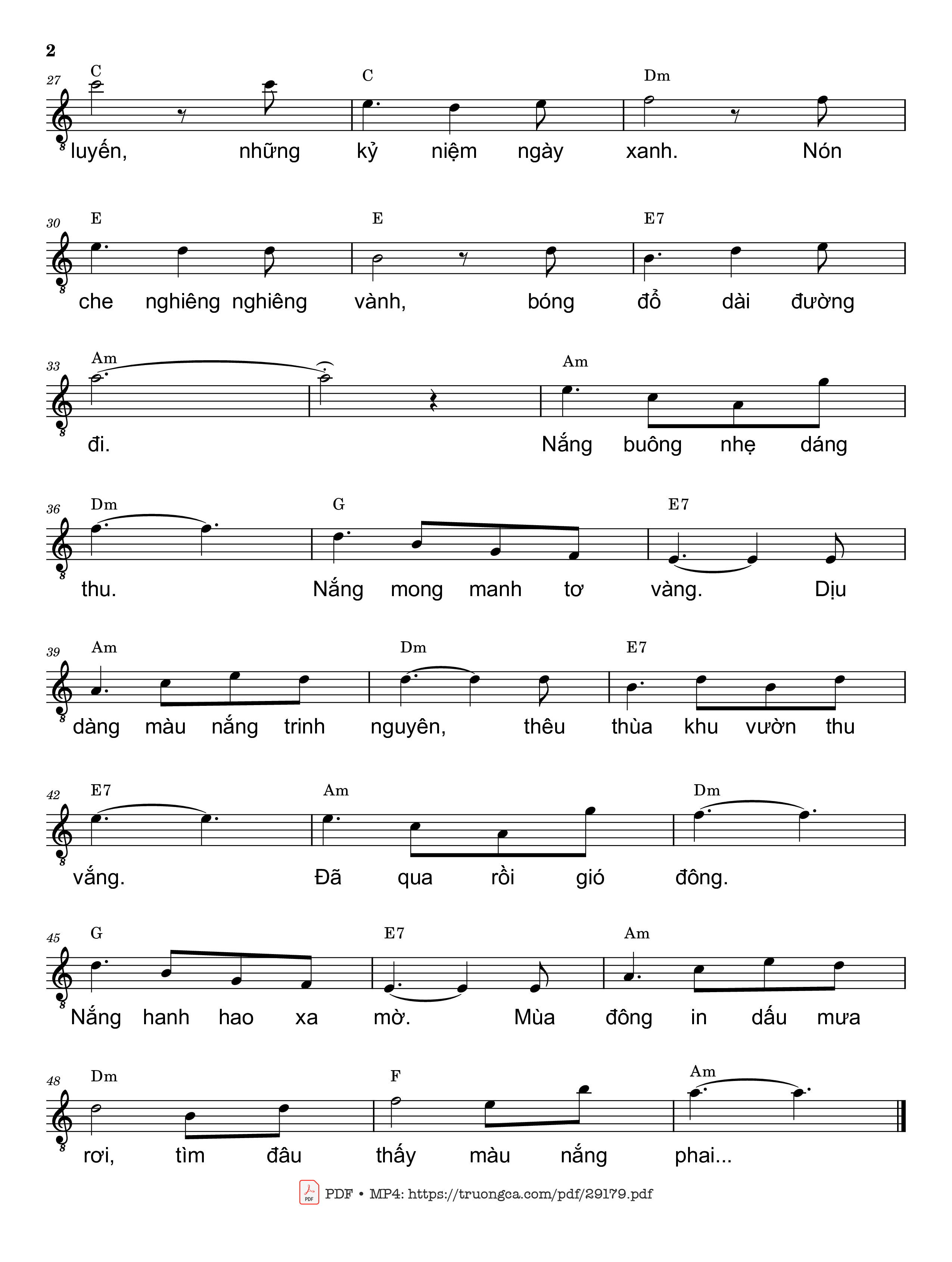 Page 2 of Sheet music PDF Màu nắng - Trần Liêu