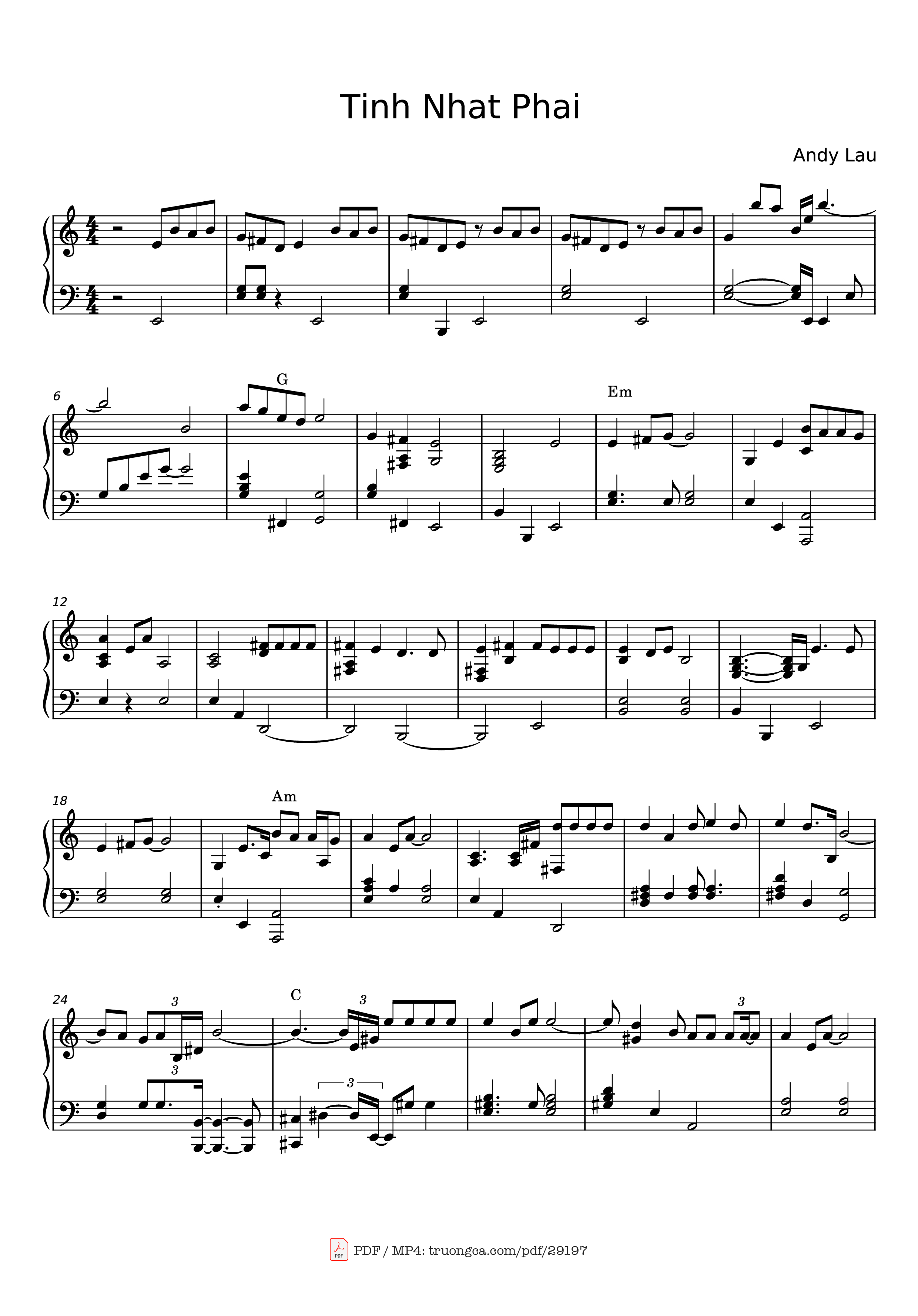 Sheet PDF of Tình Nhạt Phai Piano (一起走过的日子)