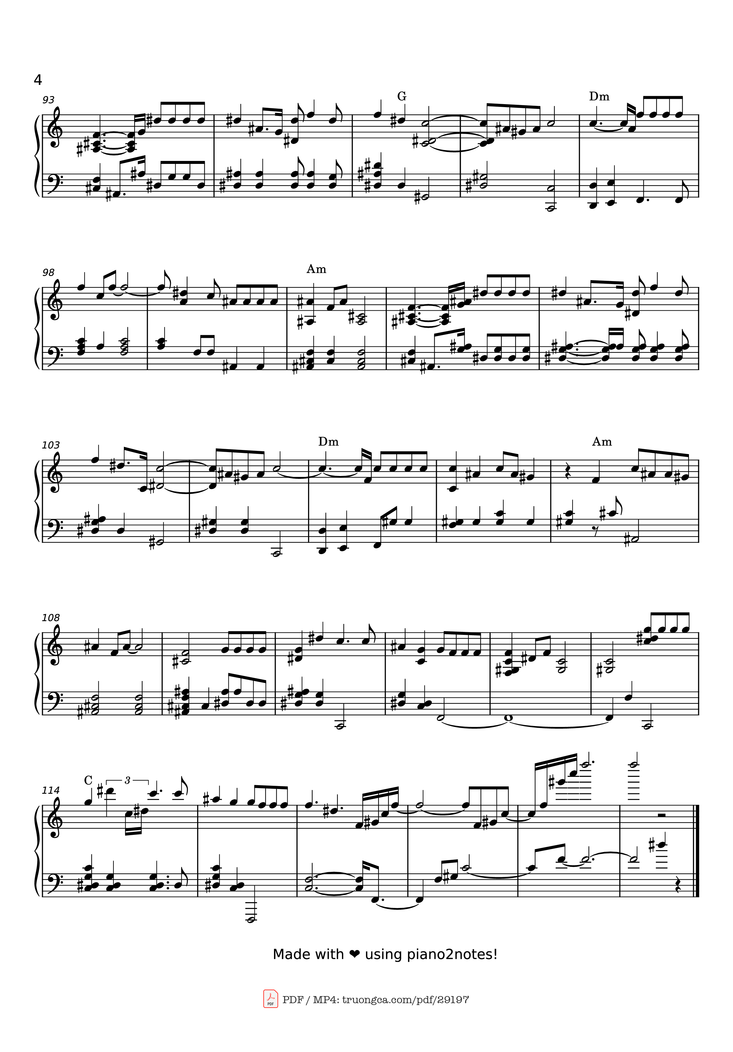 Page 4 of Sheet music PDF Piano Tình Nhạt Phai Piano (一起走过的日子) - Andy Lau