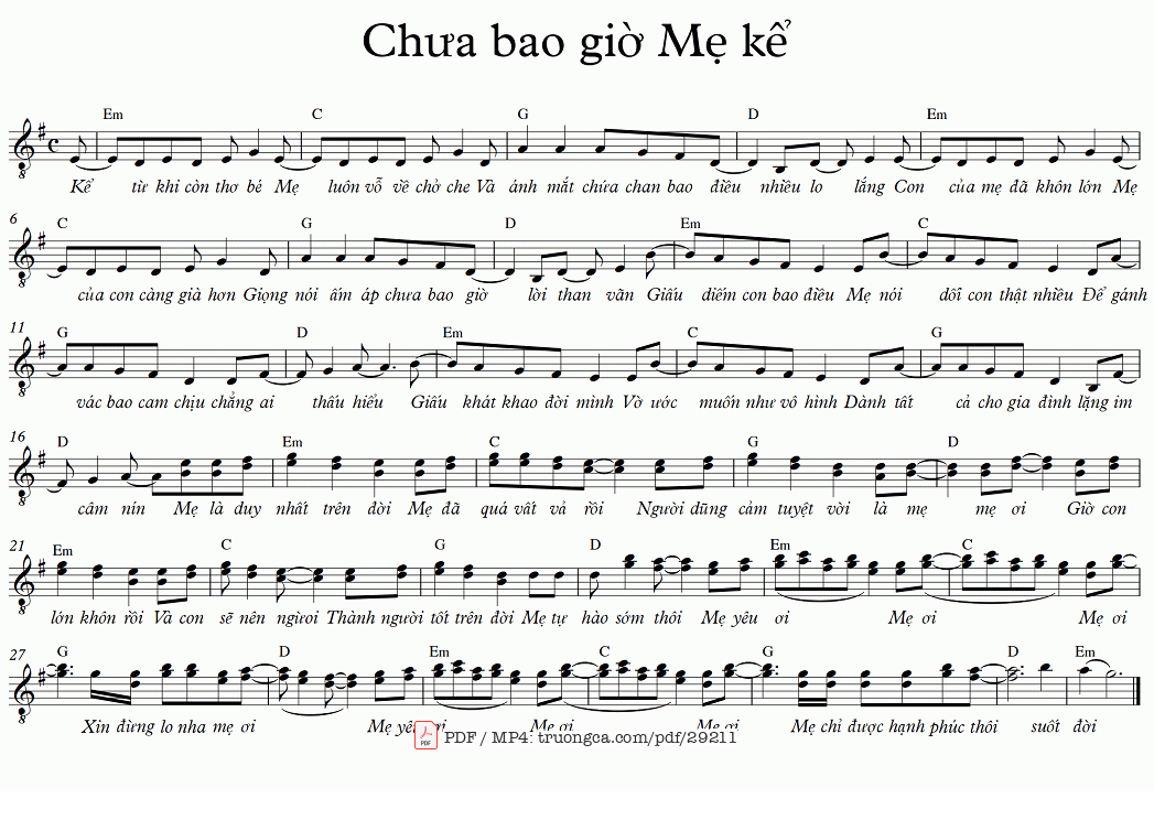 Chưa bao giờ mẹ kể