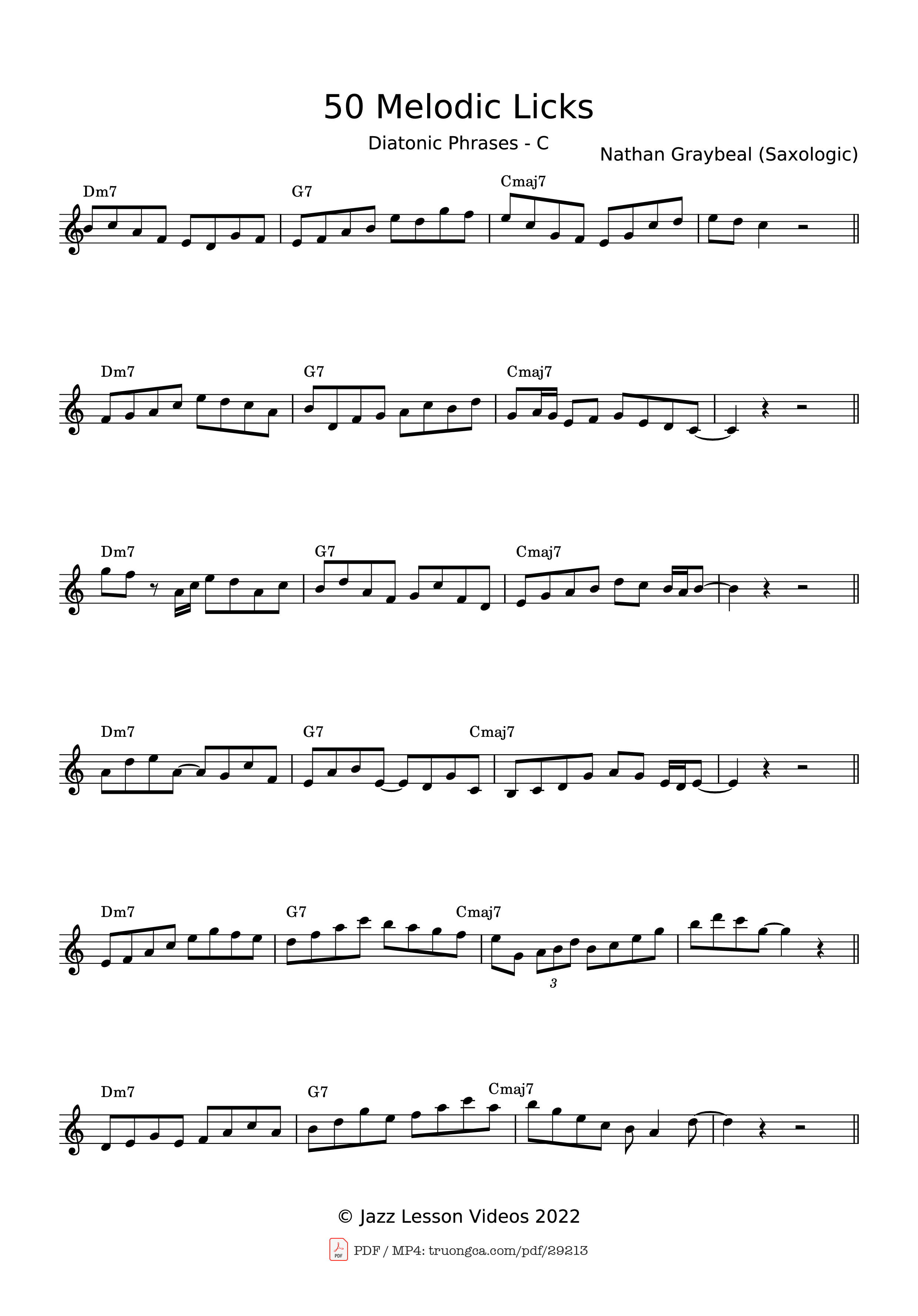 Sheet PDF of 50 Melodic Licks Piano